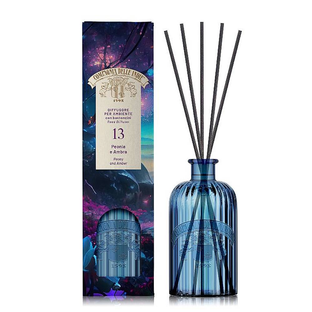 Levně Compagnia delle Indie Difuzér s vůní Peonia & Ambra 1L Tyčinky