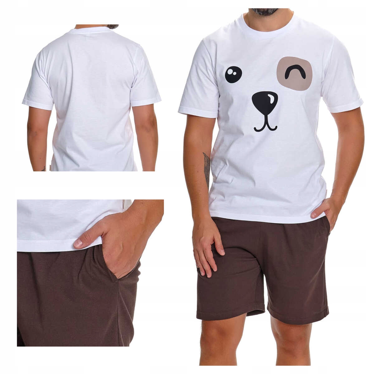 Doctornap Pánské bavlněné pyžamo s krátkým rukávem Pmb 7410 brownie L