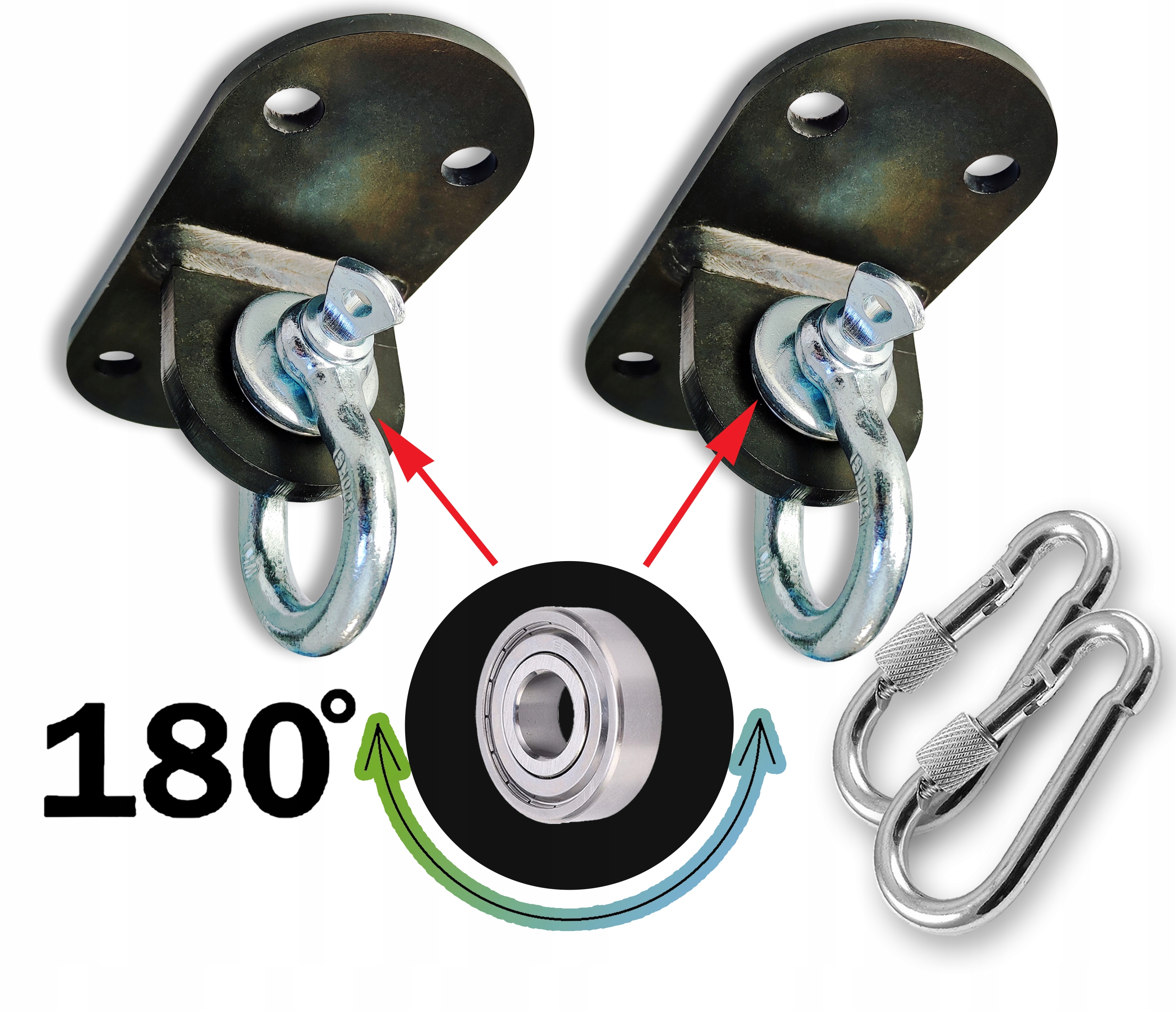 Mocowanie z Łożyskiem Czarny Ocynk Haki do huśtawki Uchwyty Z Łożyskiem