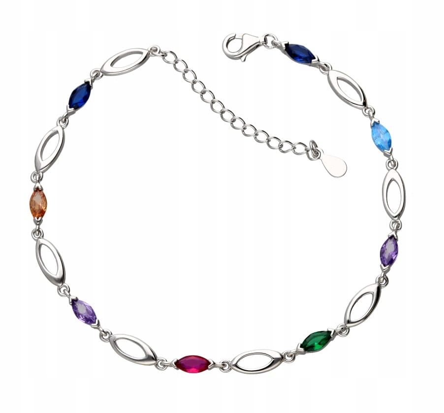 Stříbrný náramek s barevnými zirkony, Stříbro 925