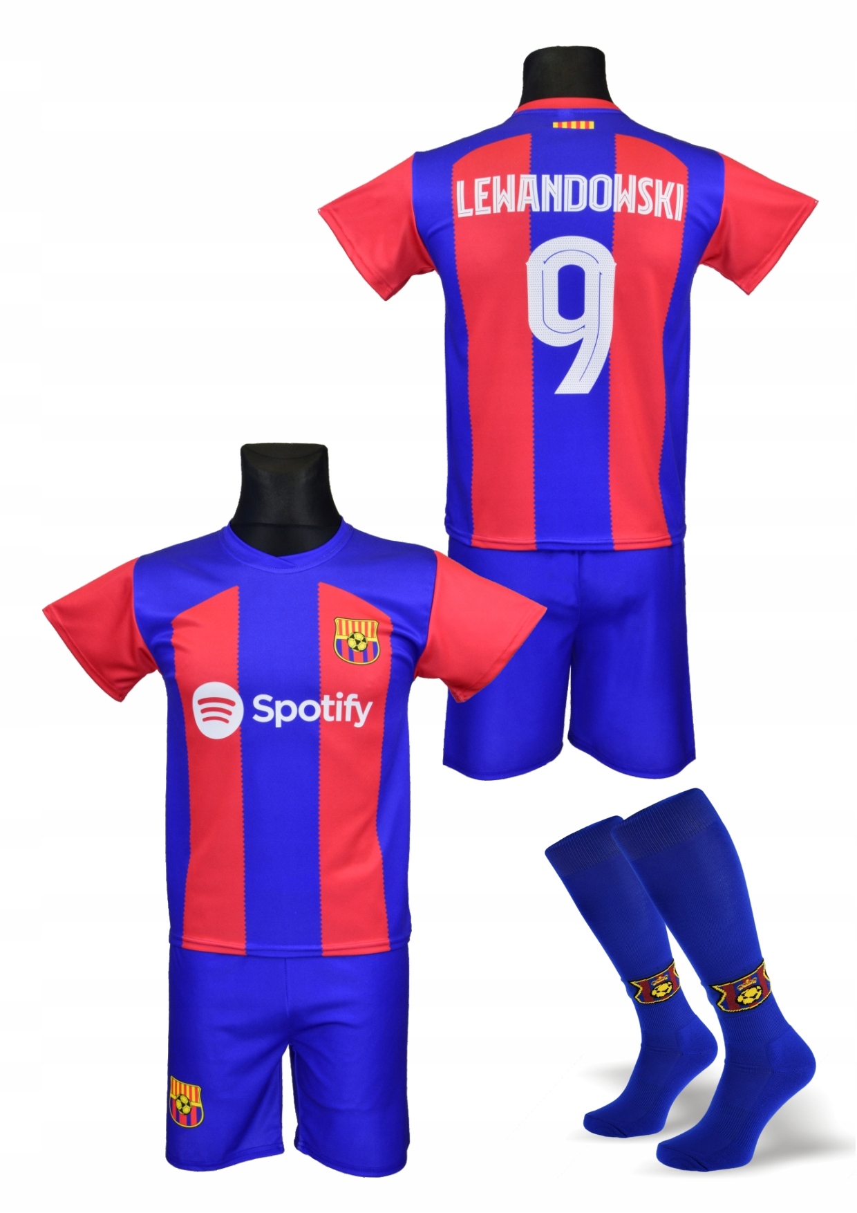 LEWANDOWSKI BARCELONA strój piłkarski + getry 152 Rozmiar (new) 152 (147 - 152 cm)