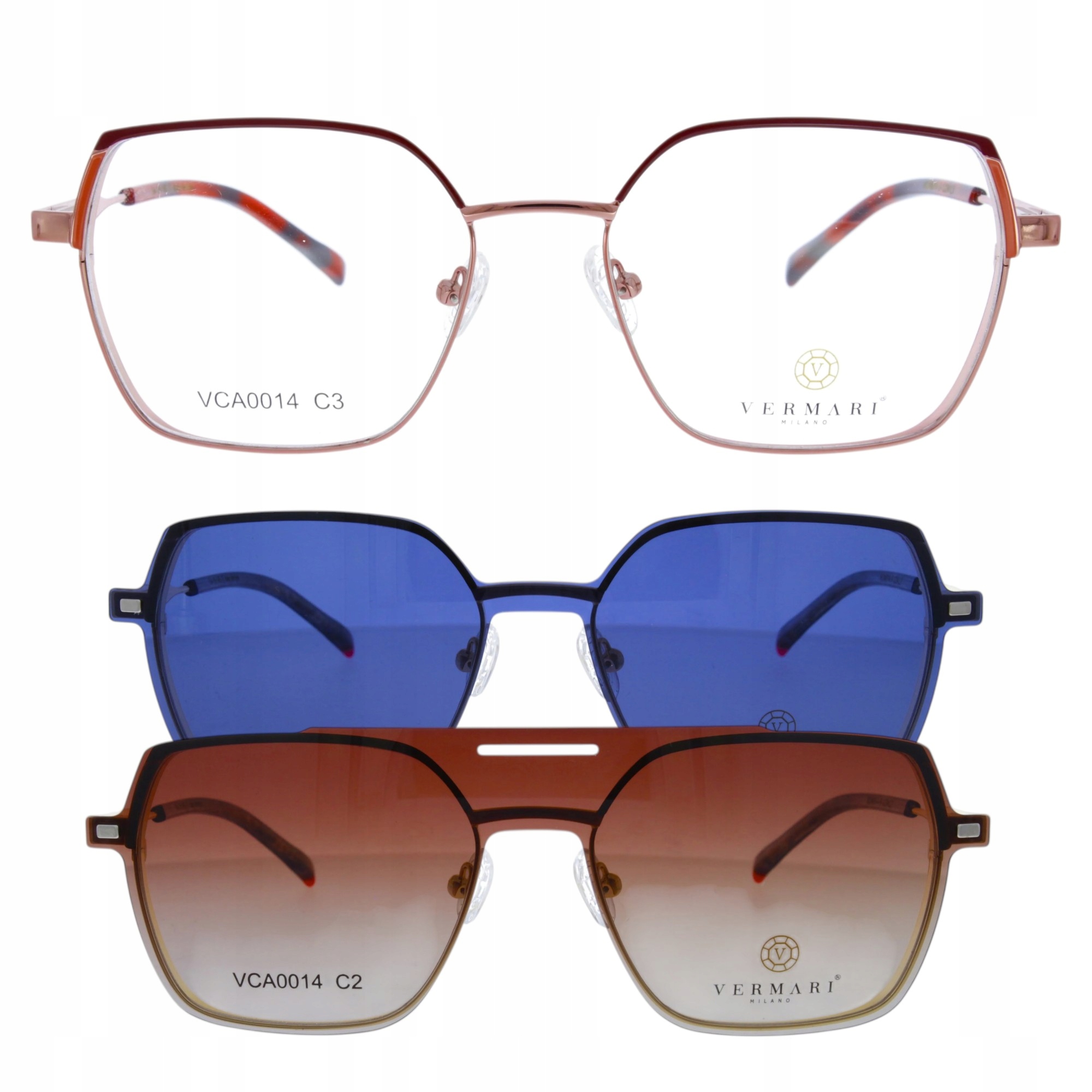 Damskie Oprawki Korekcyjne z Nakładkami z Polaryzacją Vermari VCA0014 C3