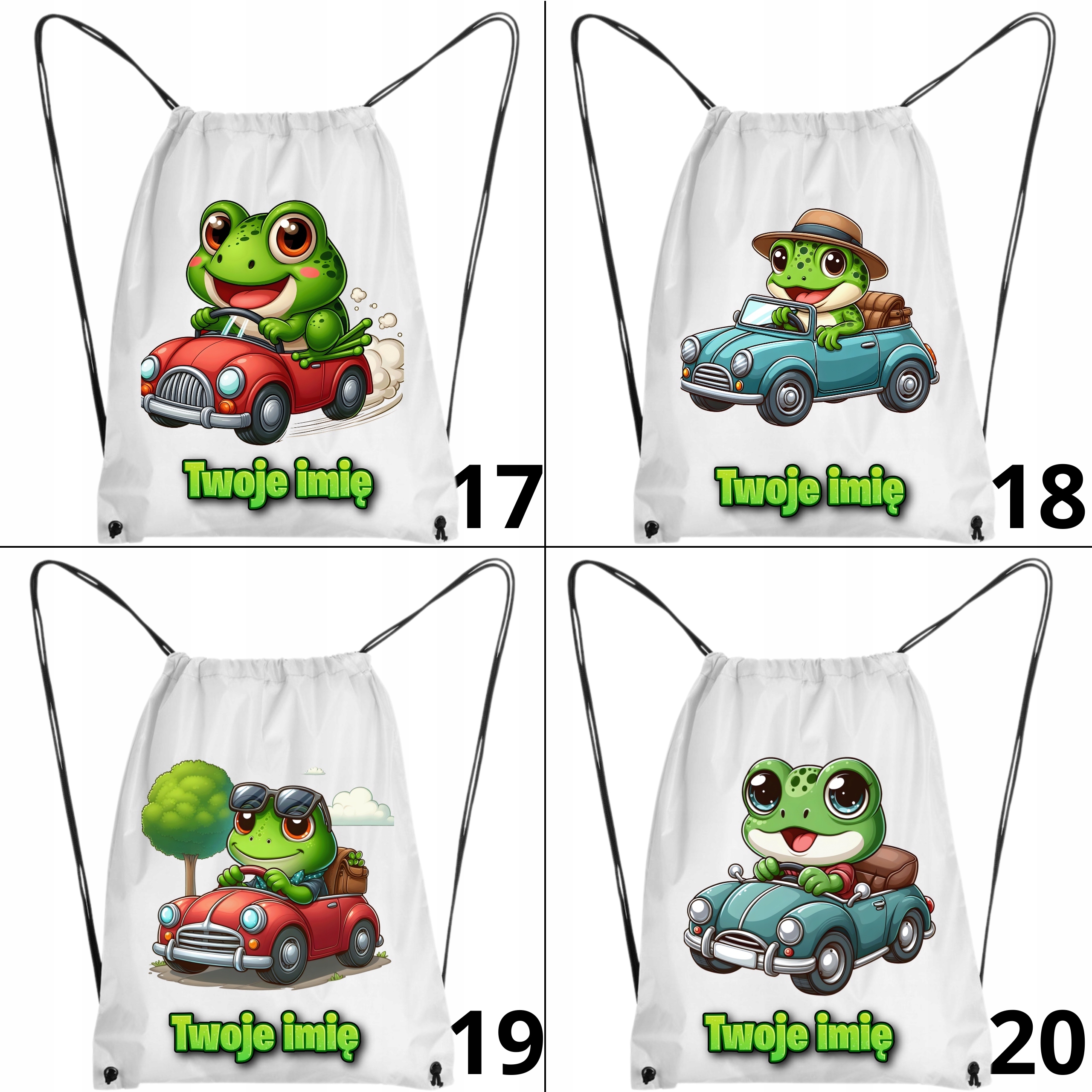 WOREK NA BUTY DZIECIĘCY DLA CHŁOPCA DZIEWCZYNKI ŻABA AUTO TWOJE IMIĘ WZORY Liczba komór 1