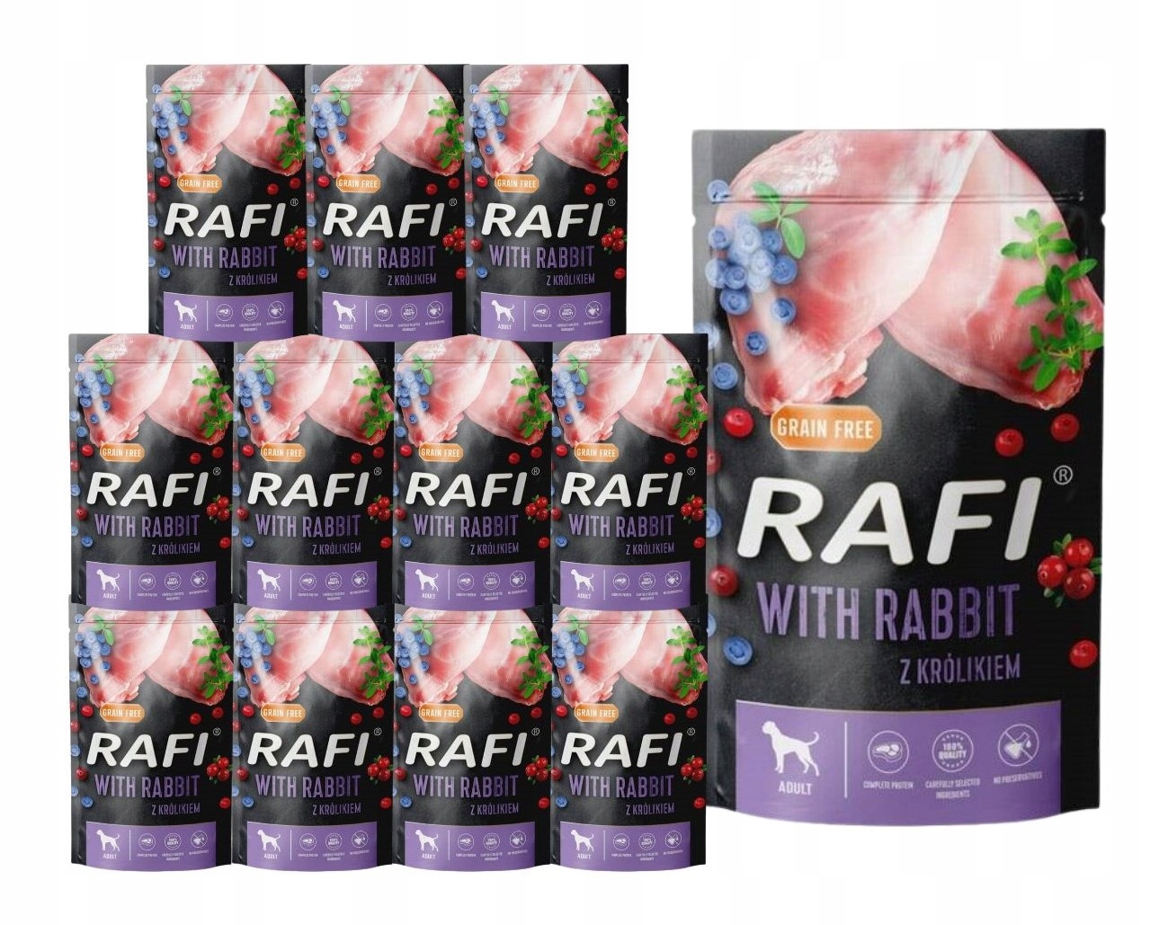 Levně Rafi vlhké krmivo s králíkem 12x500g Bez Obilí Dolina Noteci