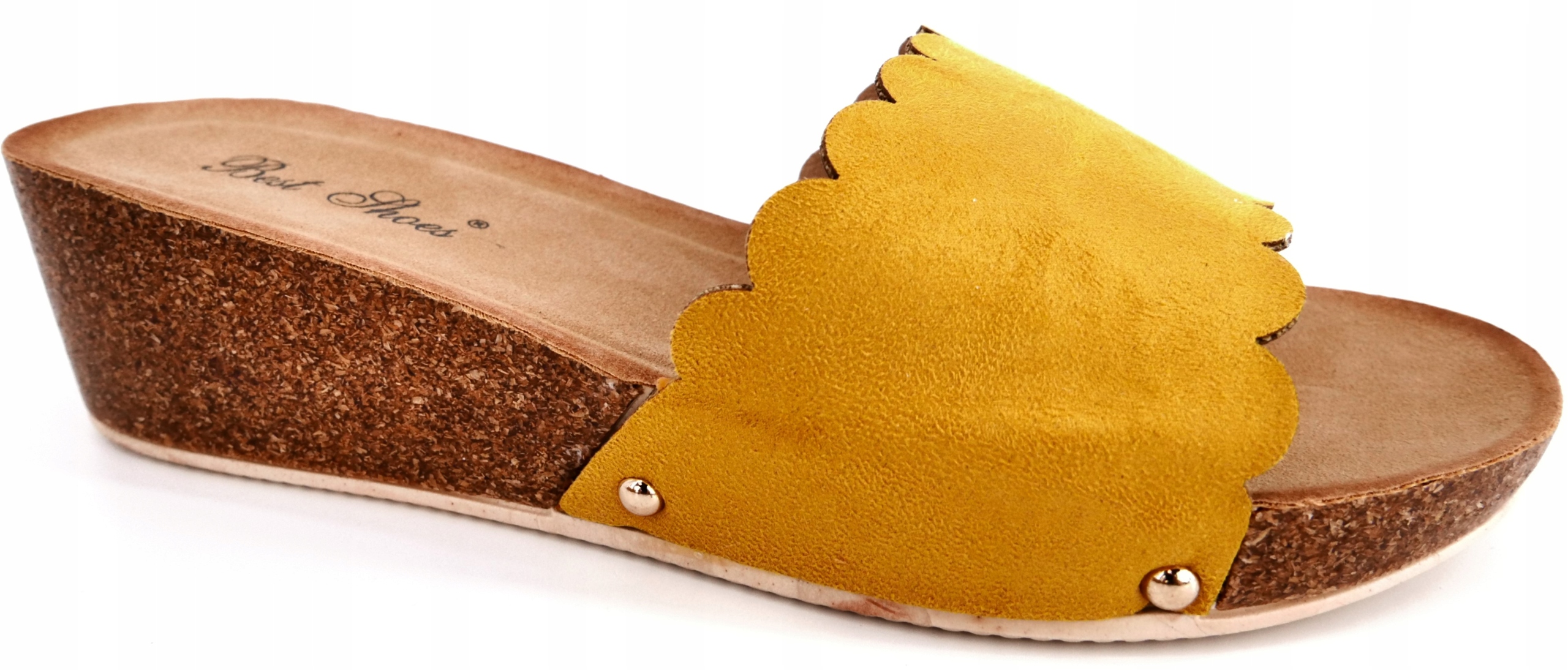 

Klapki Damskie Na Koturnie Zamszowe Yellow R38