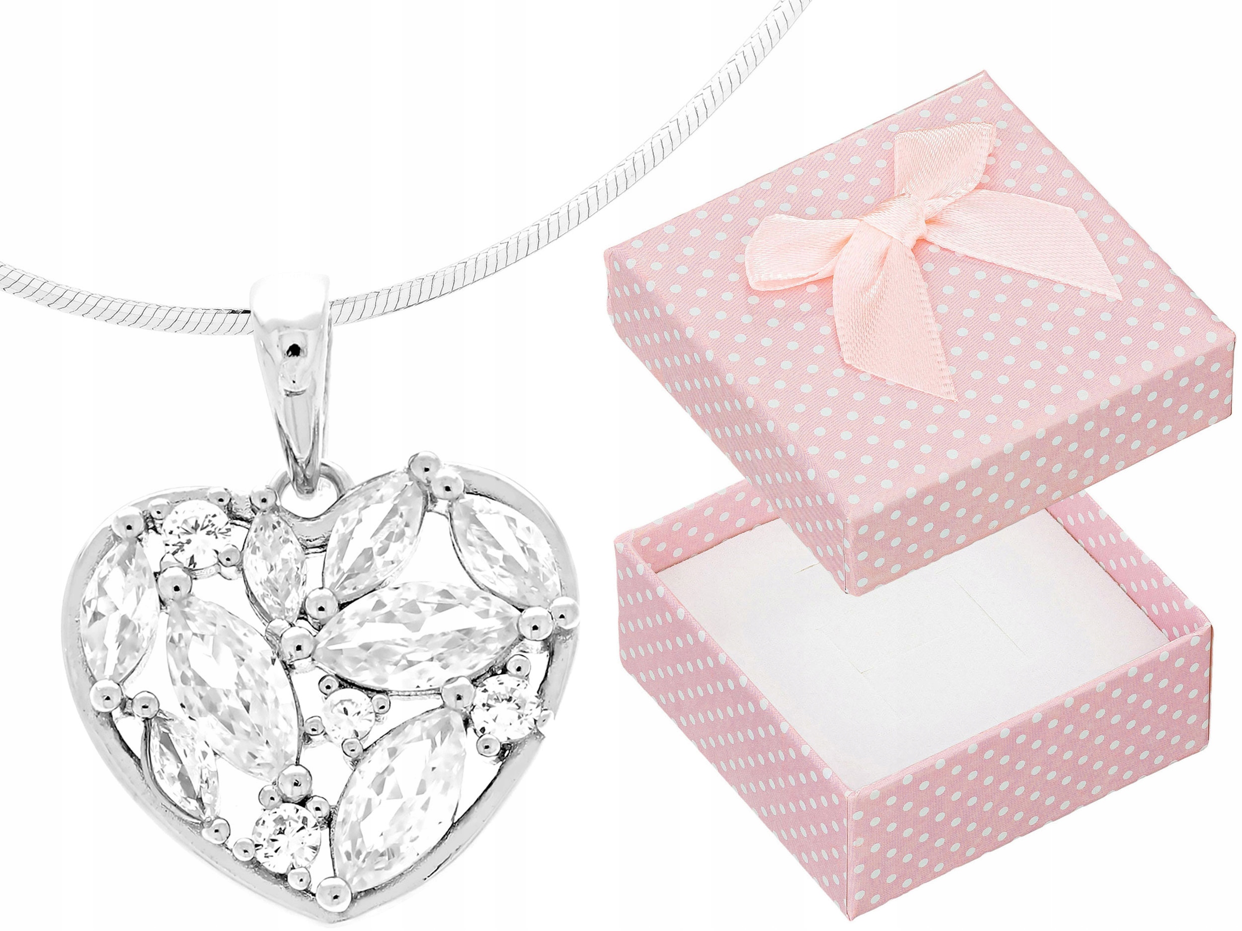 Krátký Stříbrný Dámský Prolamovaný Náhrdelník Srdce se Zirkony Stříbro Choker 40