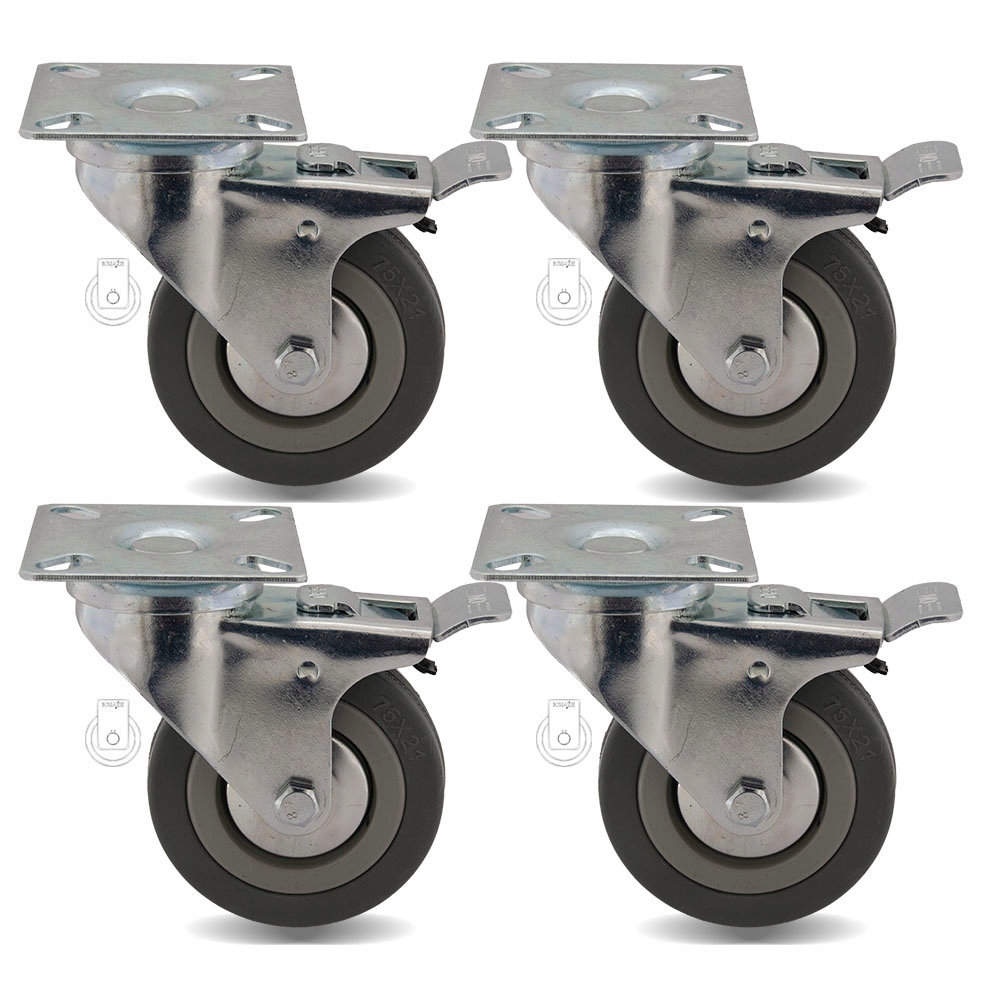 

Komplet 4 szt. kół fi 75 szafka regał 42PPGUM75