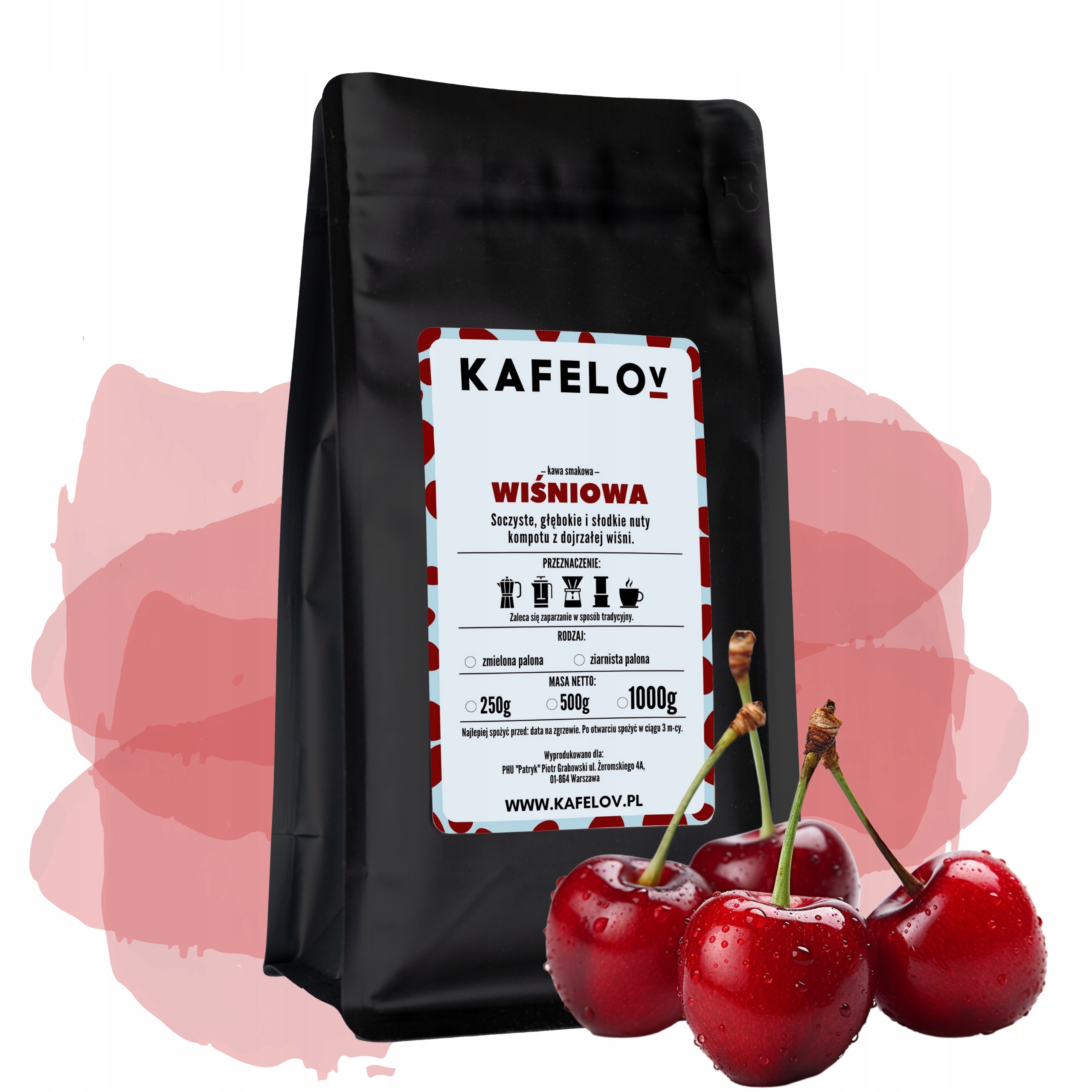 Levně Káva Kafelov s příchutí Třešňová 1000 g mletá