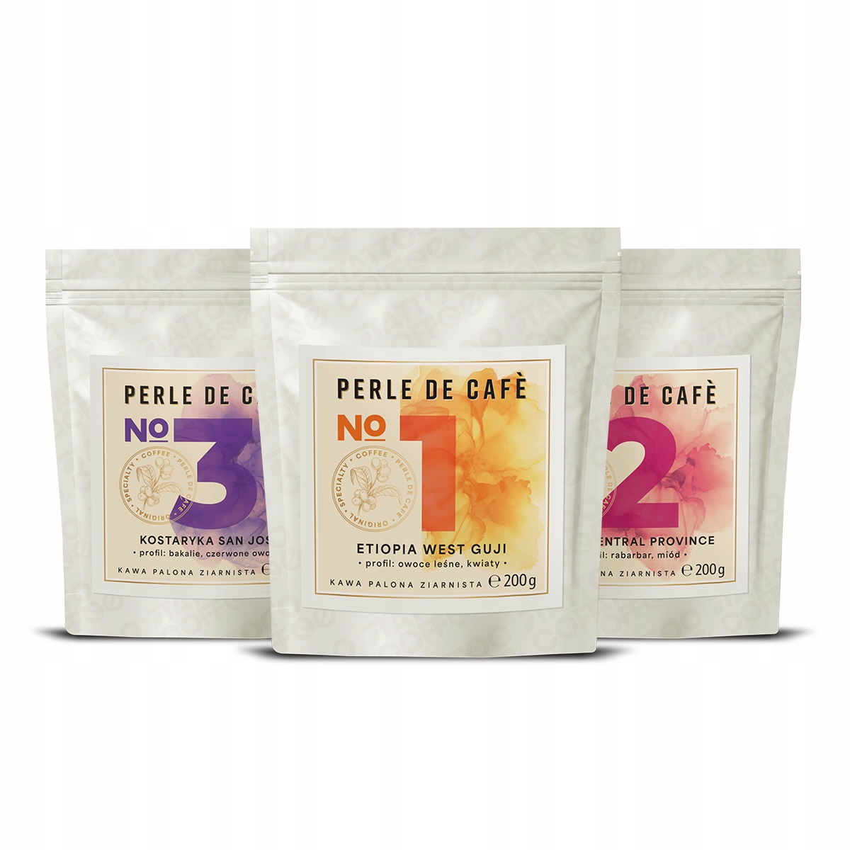 Kawa ziarnista speciality zestaw Tattoo Coffee Perle de Cafè 3 x 200g