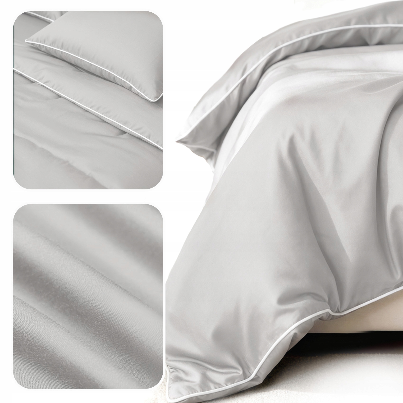 Bambusowa Pościel Z Bizą Gładka Oddychająca Naturalna 160x200 2 Poszewki