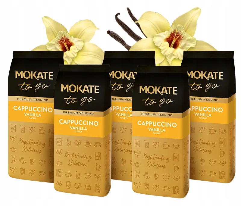 Kávový nápoj Káva Cappuccino Vanilkové 1KG Pěna Vending Mokate x5 ks