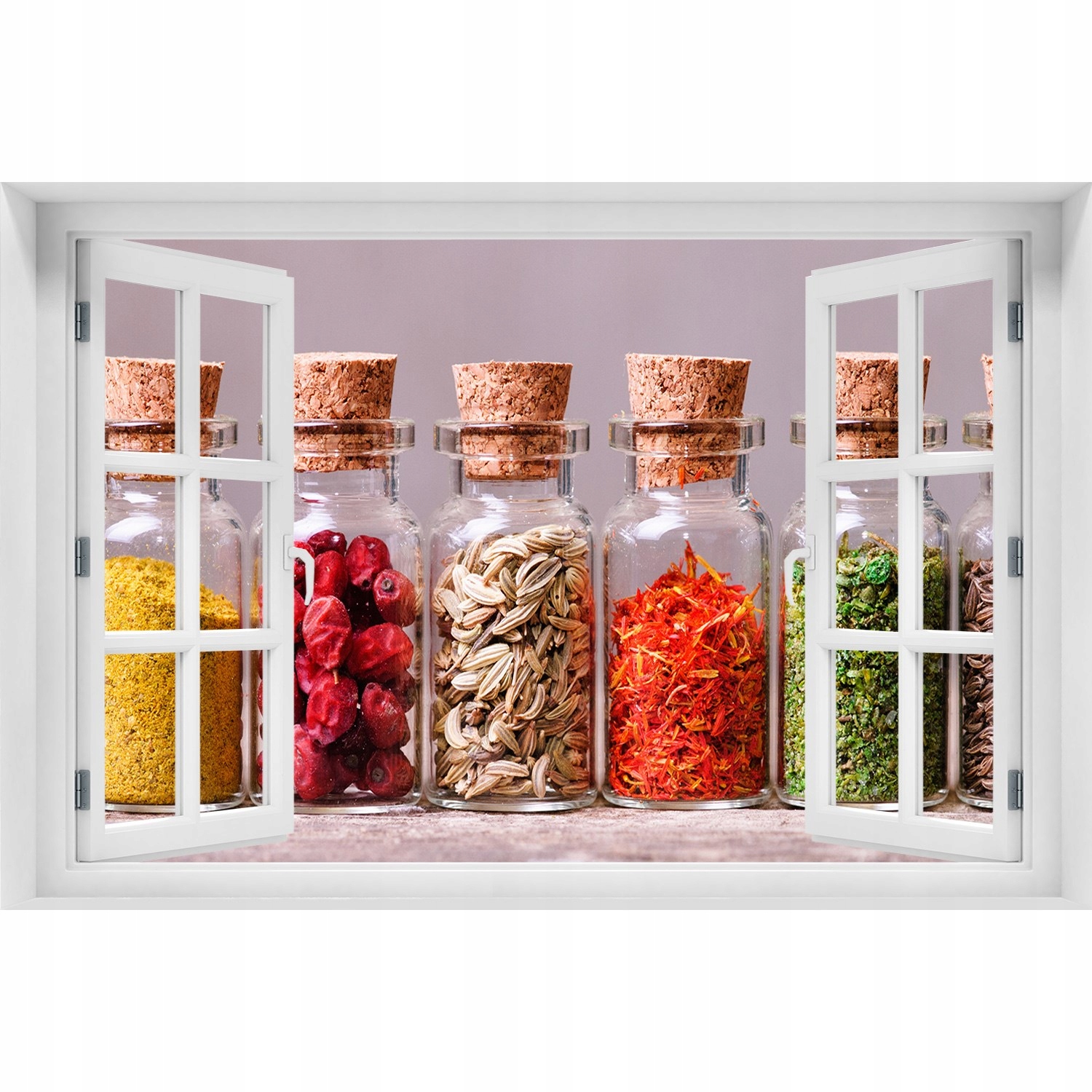 

3D Okno Naklejka Samoprzylepna Kolorowe przyprawy