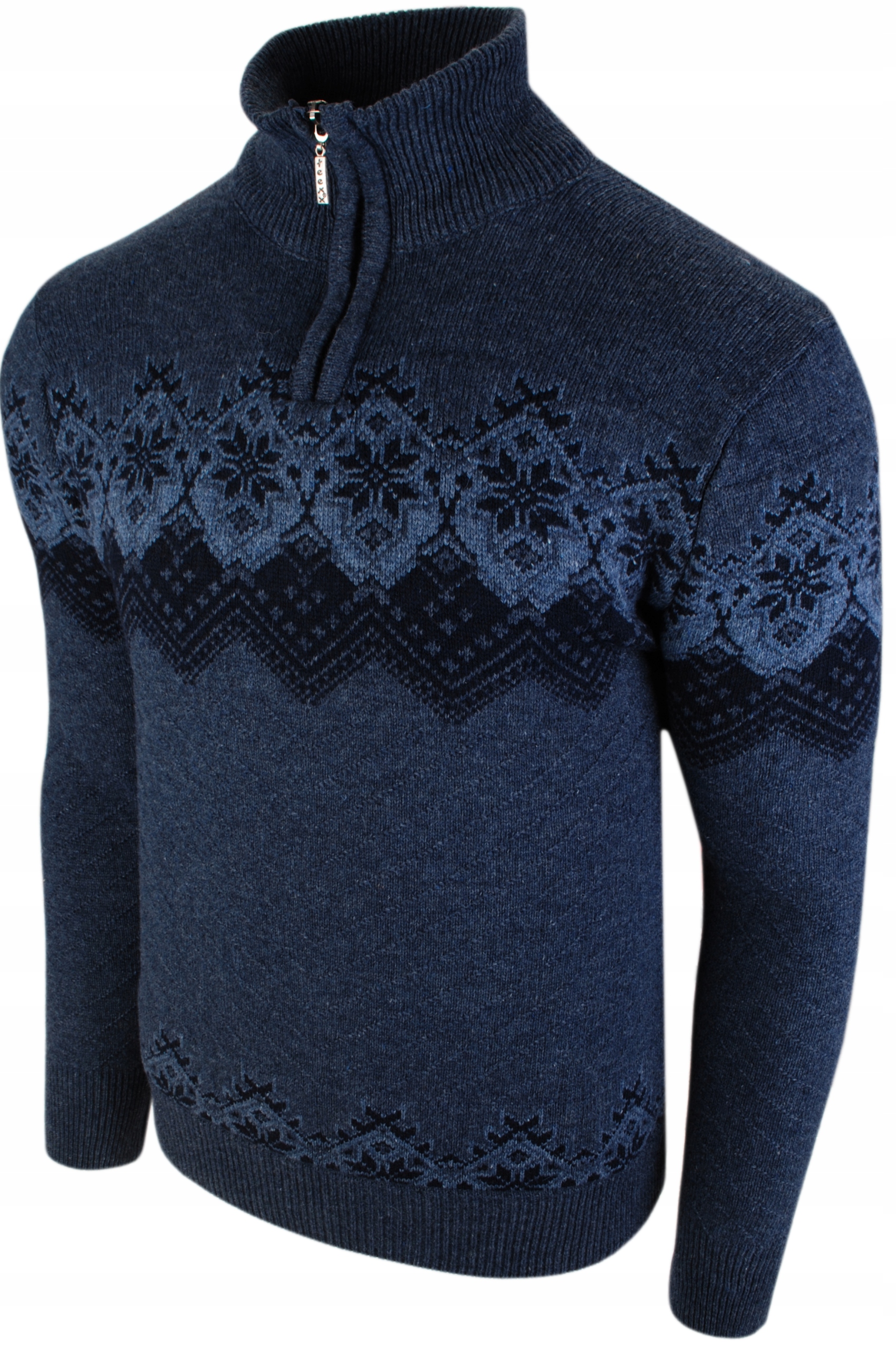 

XL-Wełniany sweter-półgolf wzór norweski turecki