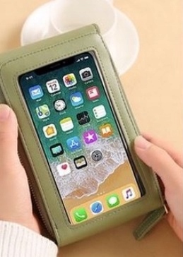 TOREBKA MINI KOPERTÓWKA PORTFEL NA TELEFON ZIELONA Styl miejski