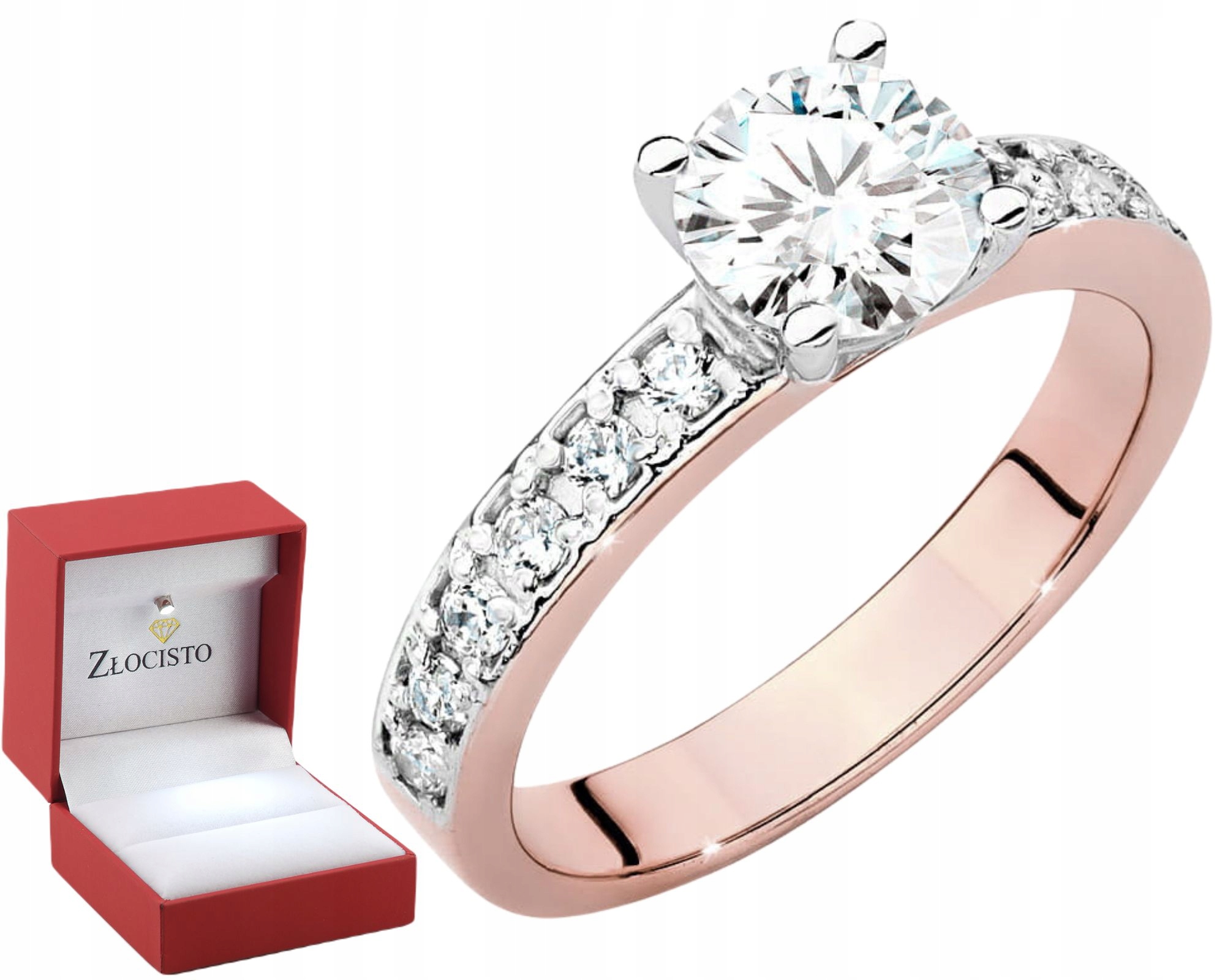 Růžové Zlato Prstýnek Diamanty Lab Jako Dárek Drť 585 14K