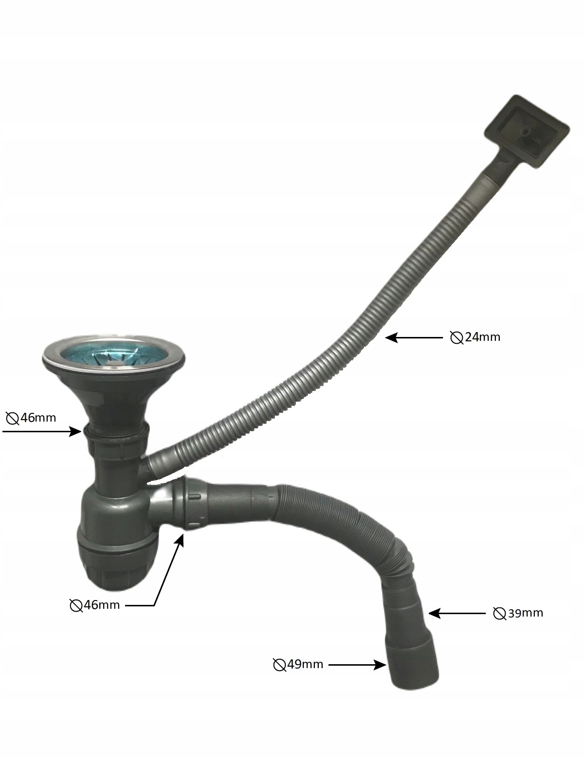 Zlewozmywak Stalowy Mikro Len 57x45x16+Syfon Liczba komór jednokomorowy