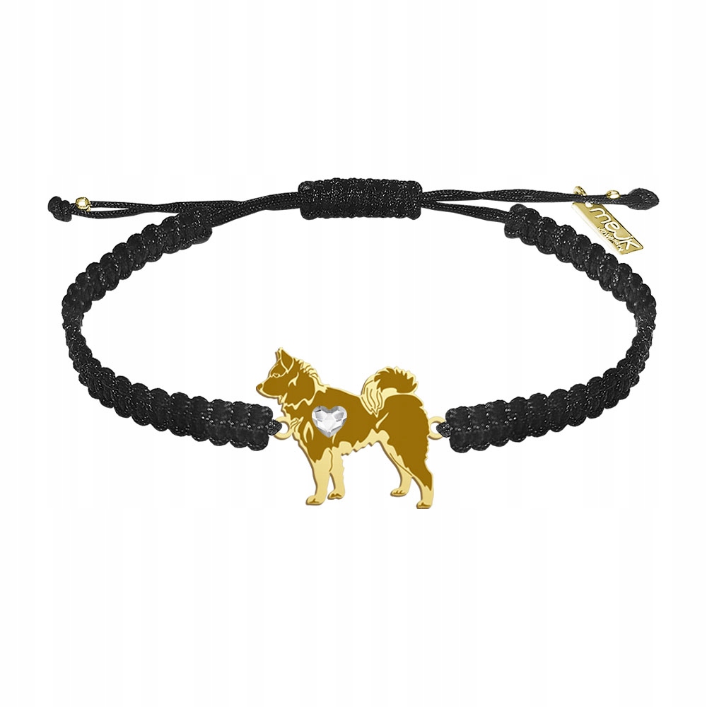 Zlatý náramek s Karlským psem na medvědech 925 Makramé Gravírování