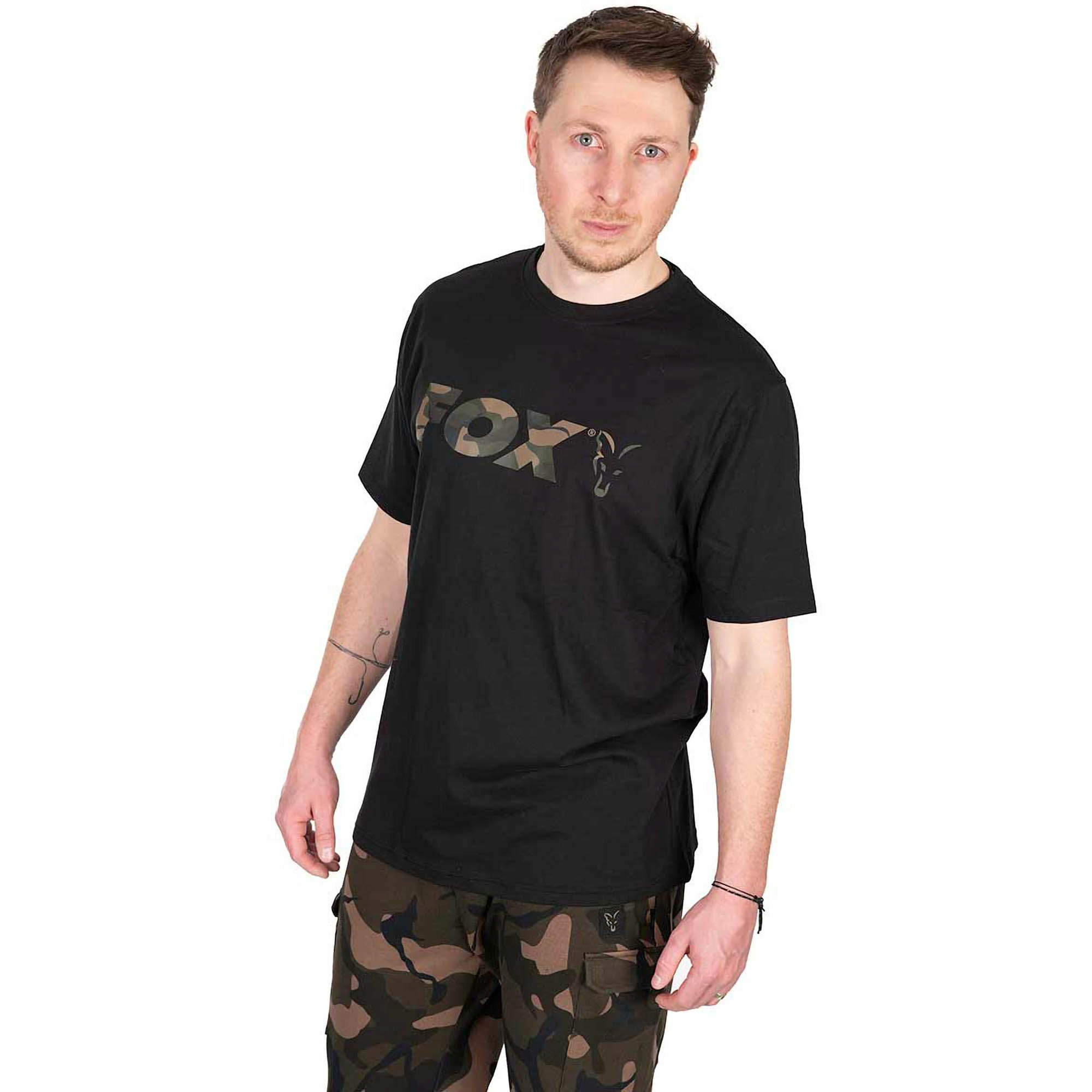 Koszulka Wędkarska T-Shirt Fox Black Camo Logo r. L Stan opakowania oryginalne