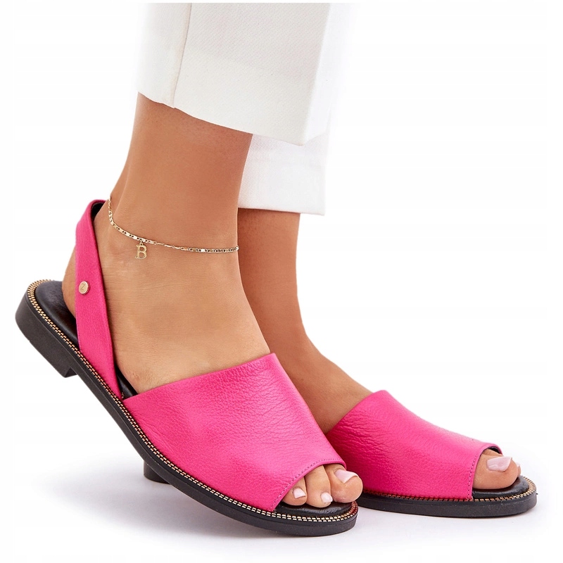 Kožené Nazouvací Sandály Ploché Zazoo 40327 Fuchsiová 39