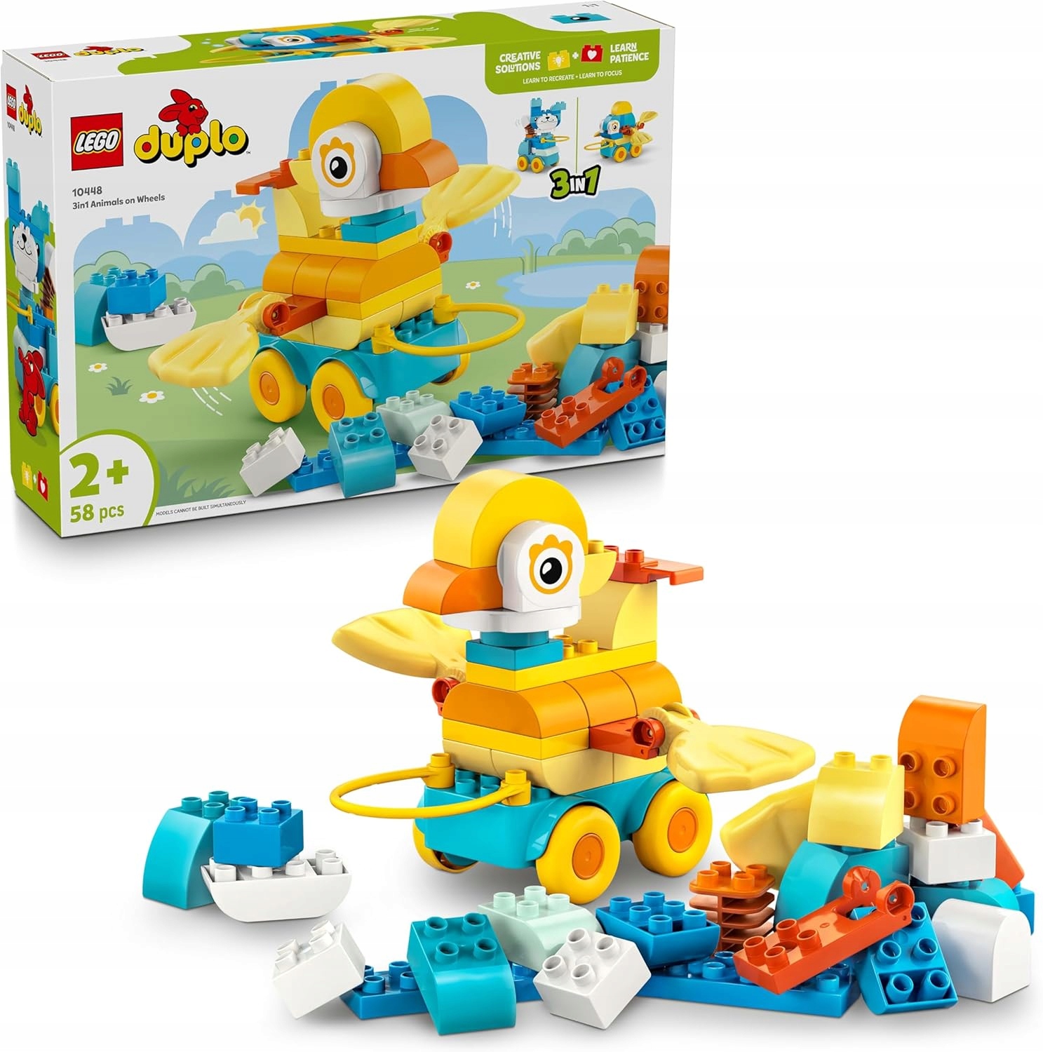 Lego Duplo Zvířátka na kolečkách Stavebnice 3v1 pro 2 roky 58 kostek 10448