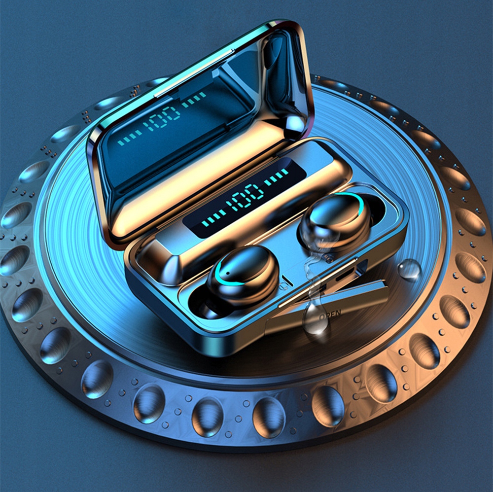 SŁUCHAWKI BEZPRZEWODOWE BLUETOOTH 5.1 POWERBANK MIKROFON SPORTOWE DOUSZNE Transmisja sygnału Bluetooth