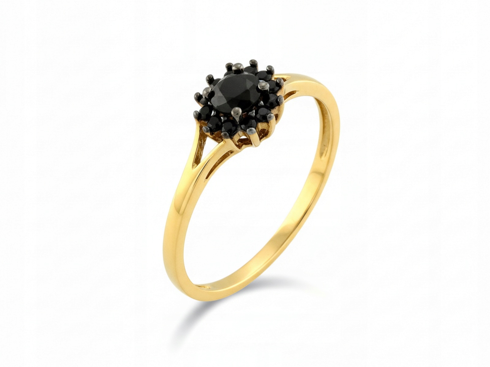 Prstýnek 585 Černá markýza r16 zirkony Květinka 1.58 g
