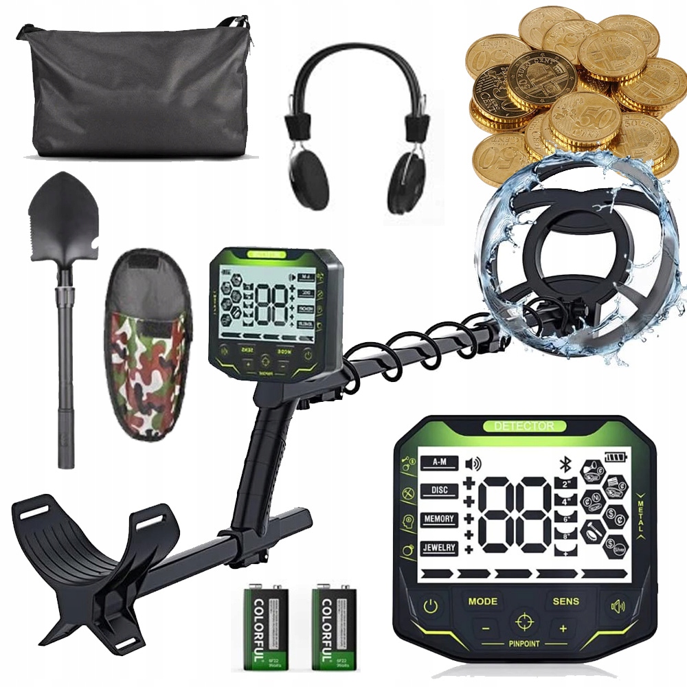 Detektor Kovu 5 Režimů LCD displej Vodotěsný Sluchátka
