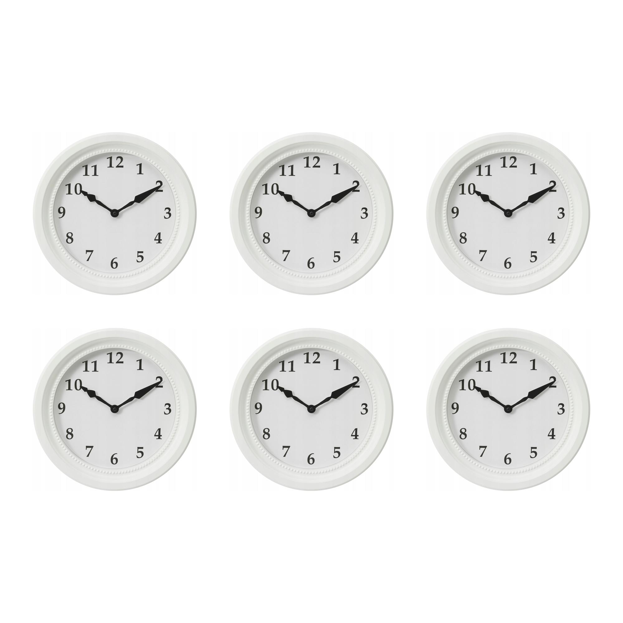 6 ks Nástěnné hodiny Sondrum bílé 35 cm tiché, elegantní