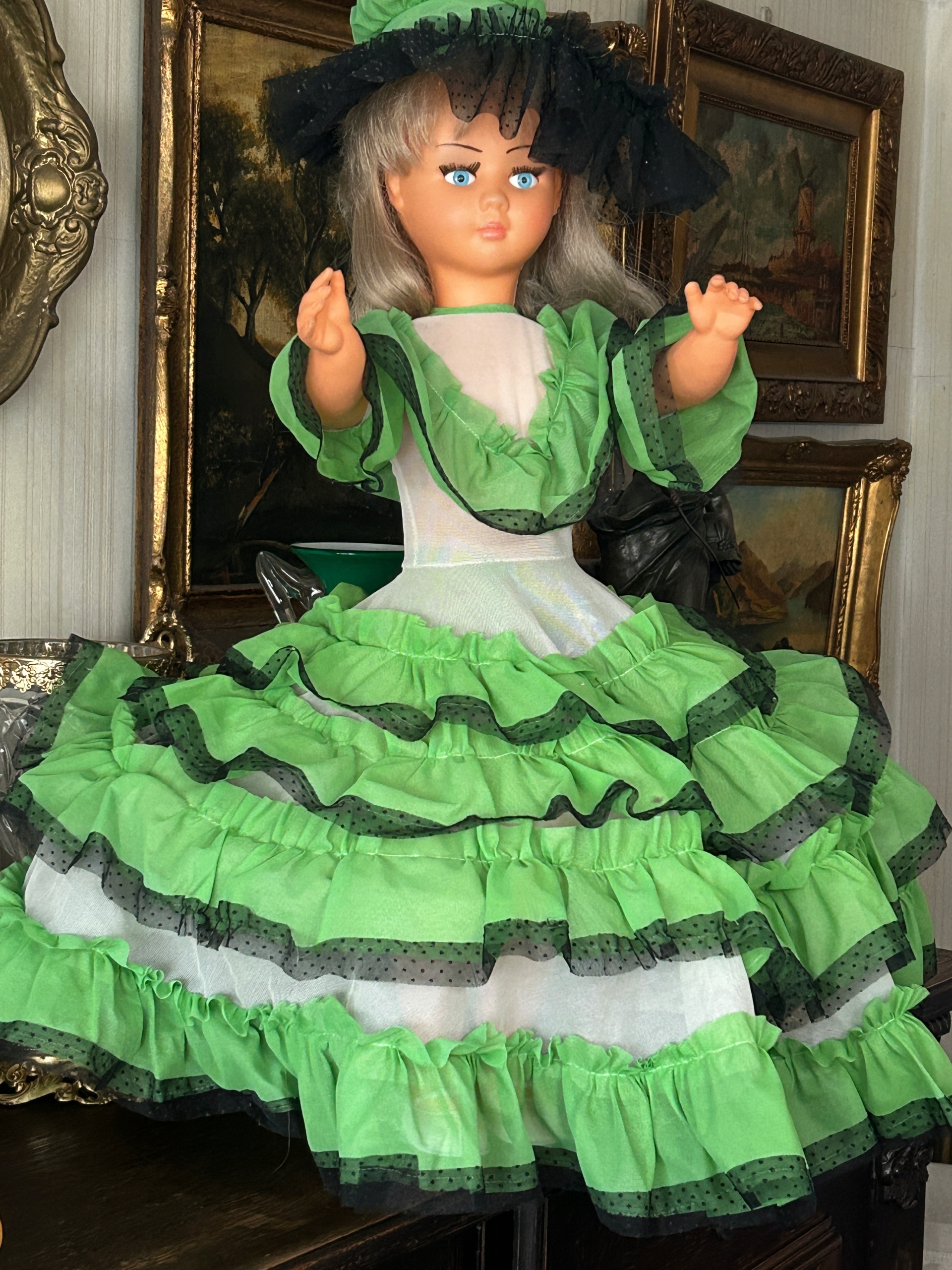 DUŻA FRANCUSKA LALKA VINTAGE 75 CM W HISZPAŃSKIM STROJU
