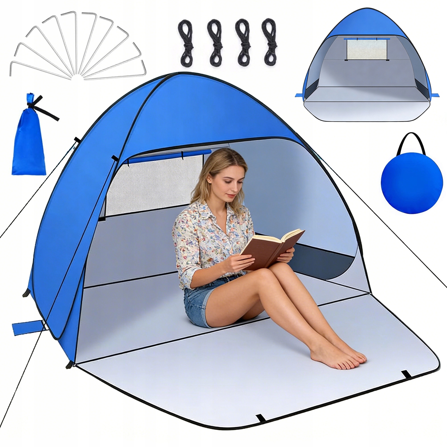 Stan Plážový Samorozkládací Paraván XXL Pro Děti Uv Ochrana Pop-up 220 cm