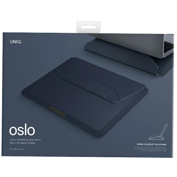 Uniq Oslo etui na laptop do 14" ze składanym stojakiem ciemnoniebieskie