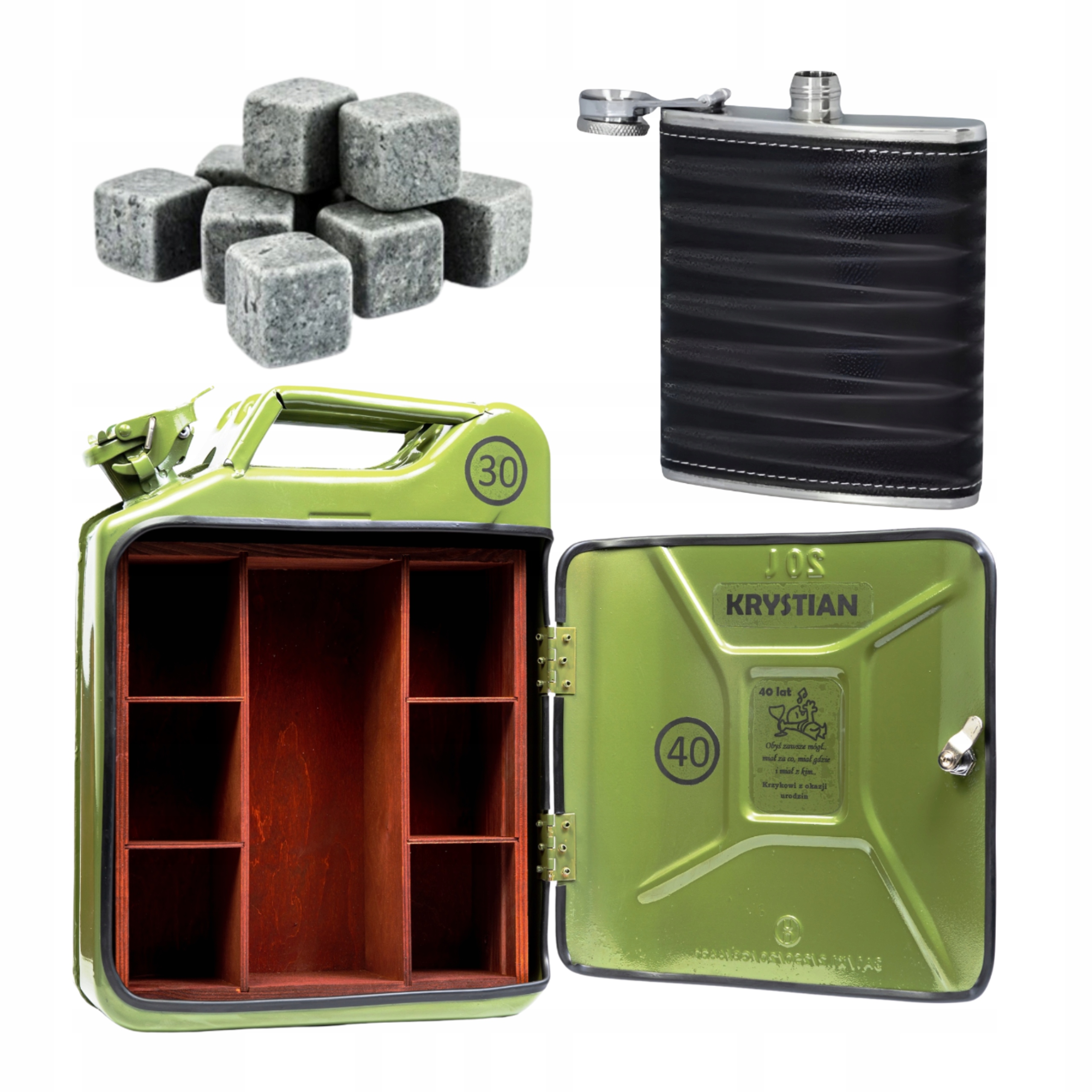 Kanystr Dárek pro Vip chlapa placatka whisky kameny