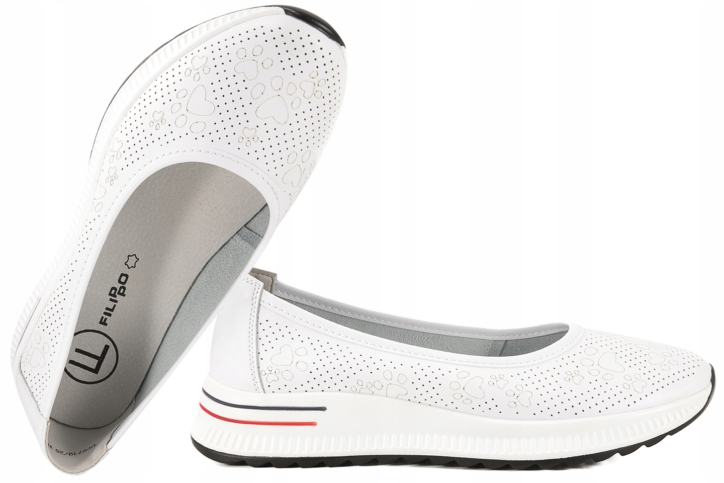 Filippo DP6719 Prolamované Sportovní Baleríny Polobotky Na Platformě Kůže 38