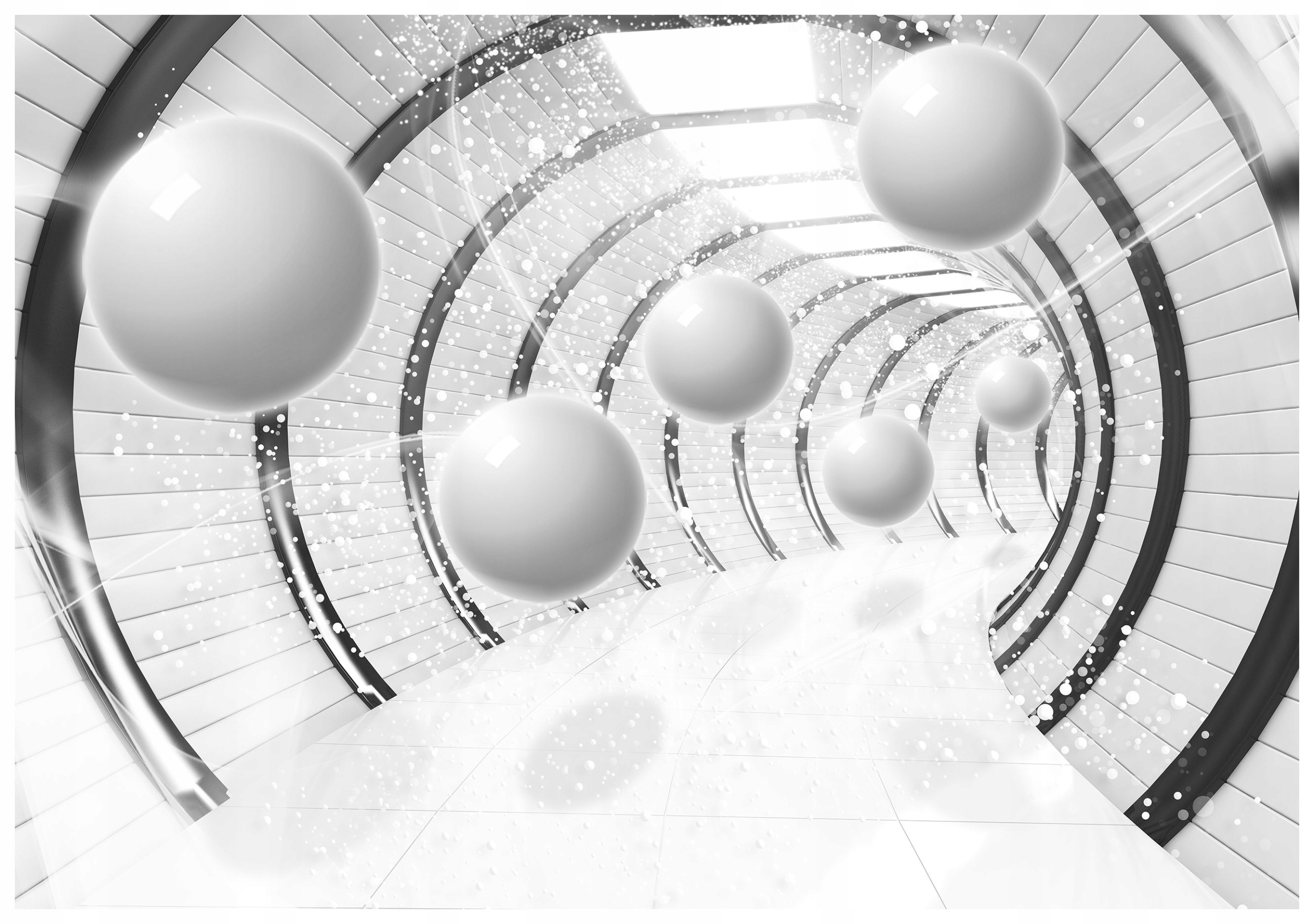 Vliesová fototapeta Tunel Světla Sféry Iluze bílé 400x280 lepidlo