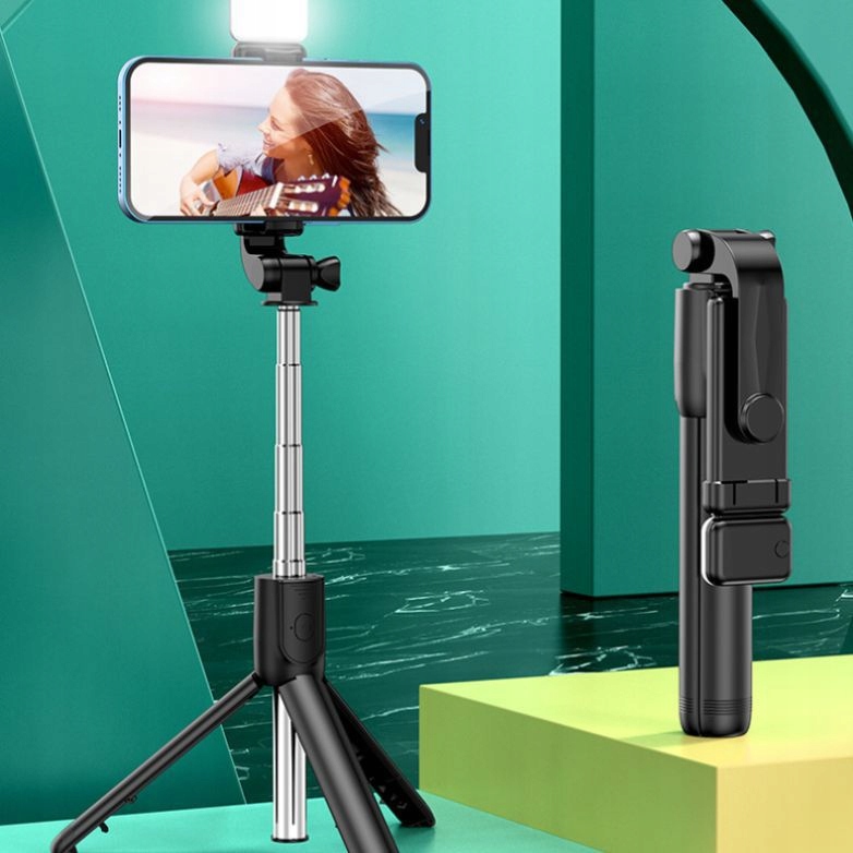SELFIE STICK KIJEK TRIPOD STATYW + PILOT BLUETOOTH + LAMPA LED 63 CM - PRO Marka inna