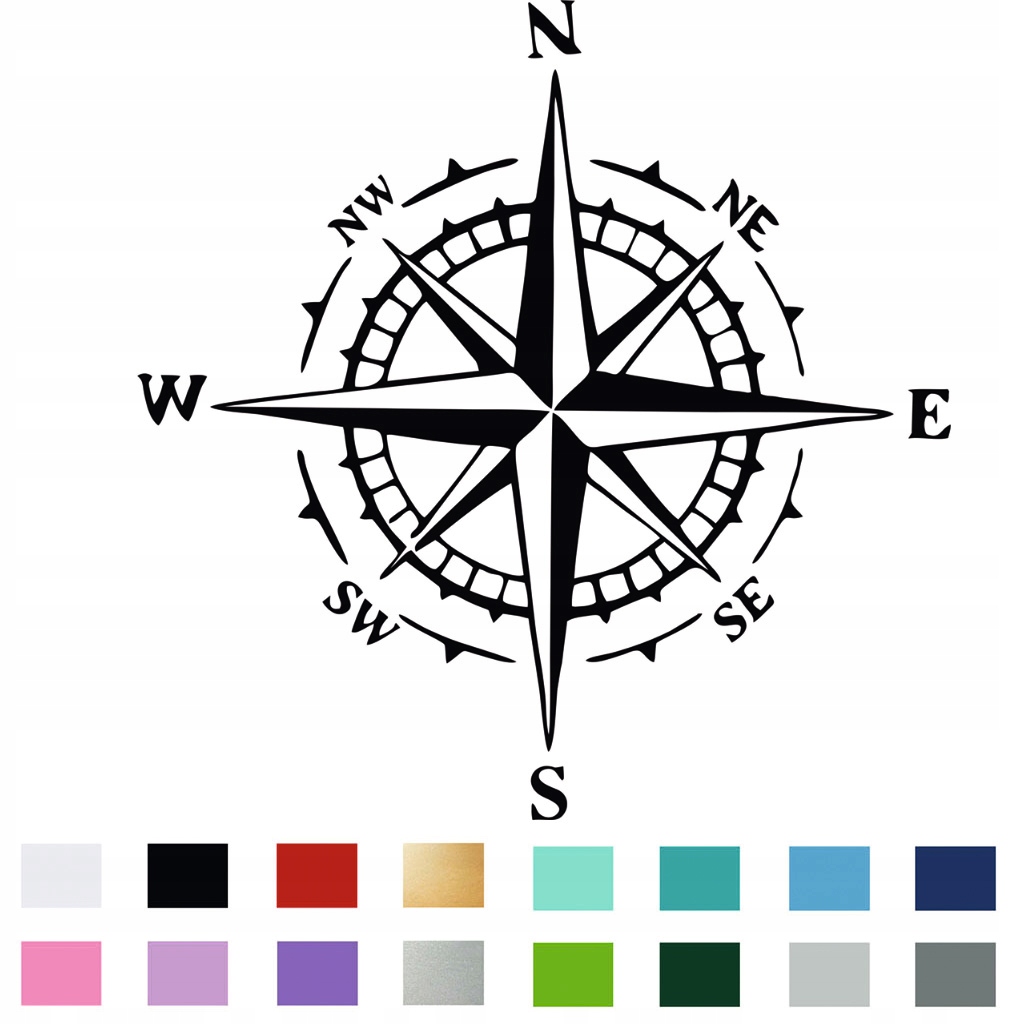 Naklejka na samochód auto Kompas Róża Wiatrów 4X4 Offroad Jeep 30 x 30 cm