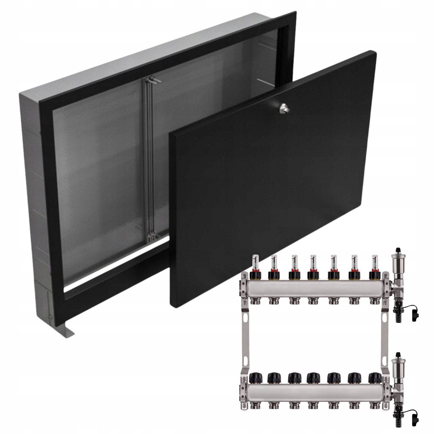 Nerezový Rozdělovač Podlahových Krytin 7+ Podomítková Skříňka Černá