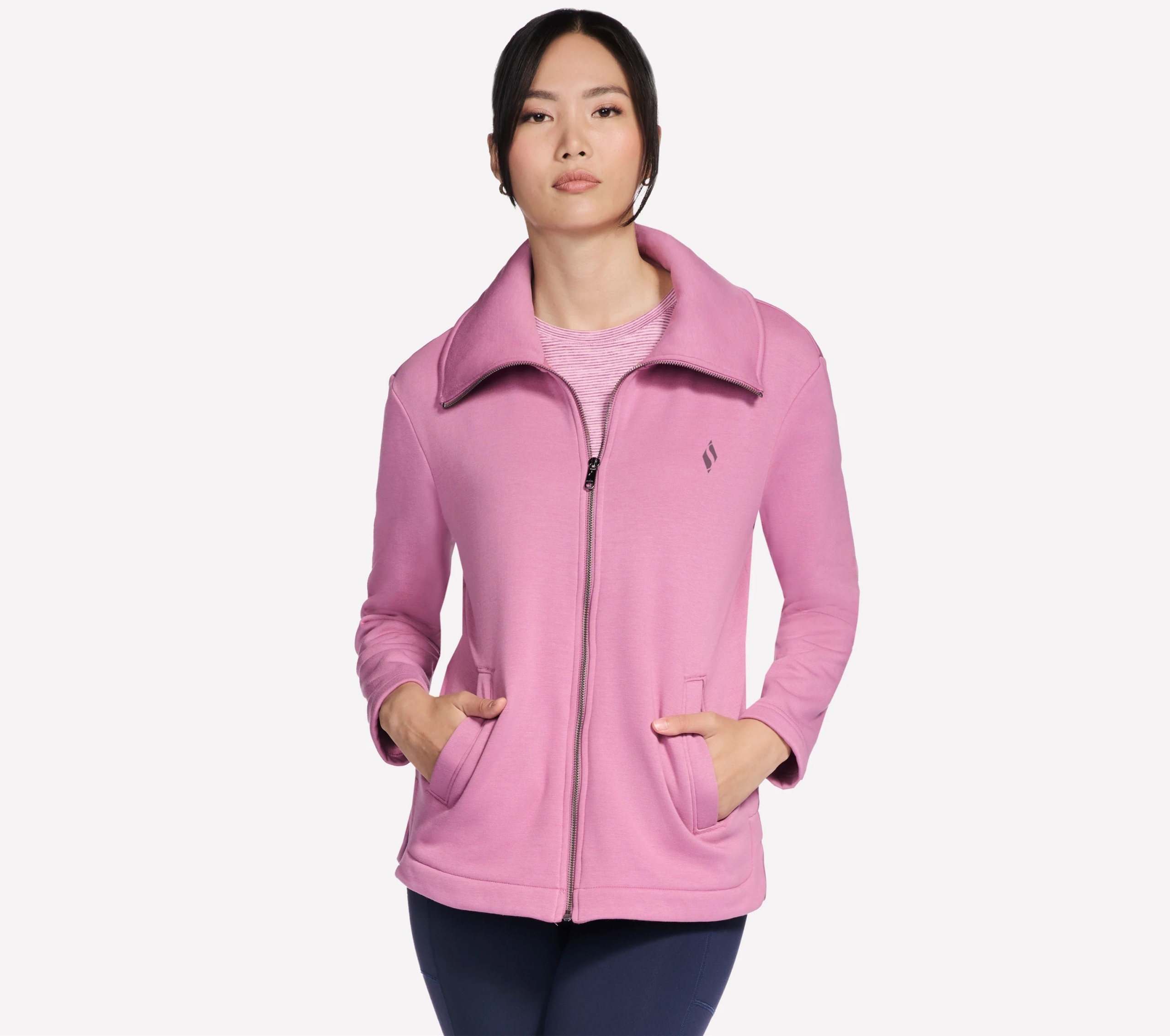 Mikina Skechers Go Snuggle Tunic Full Zip Jacket růžová JA214 Ros