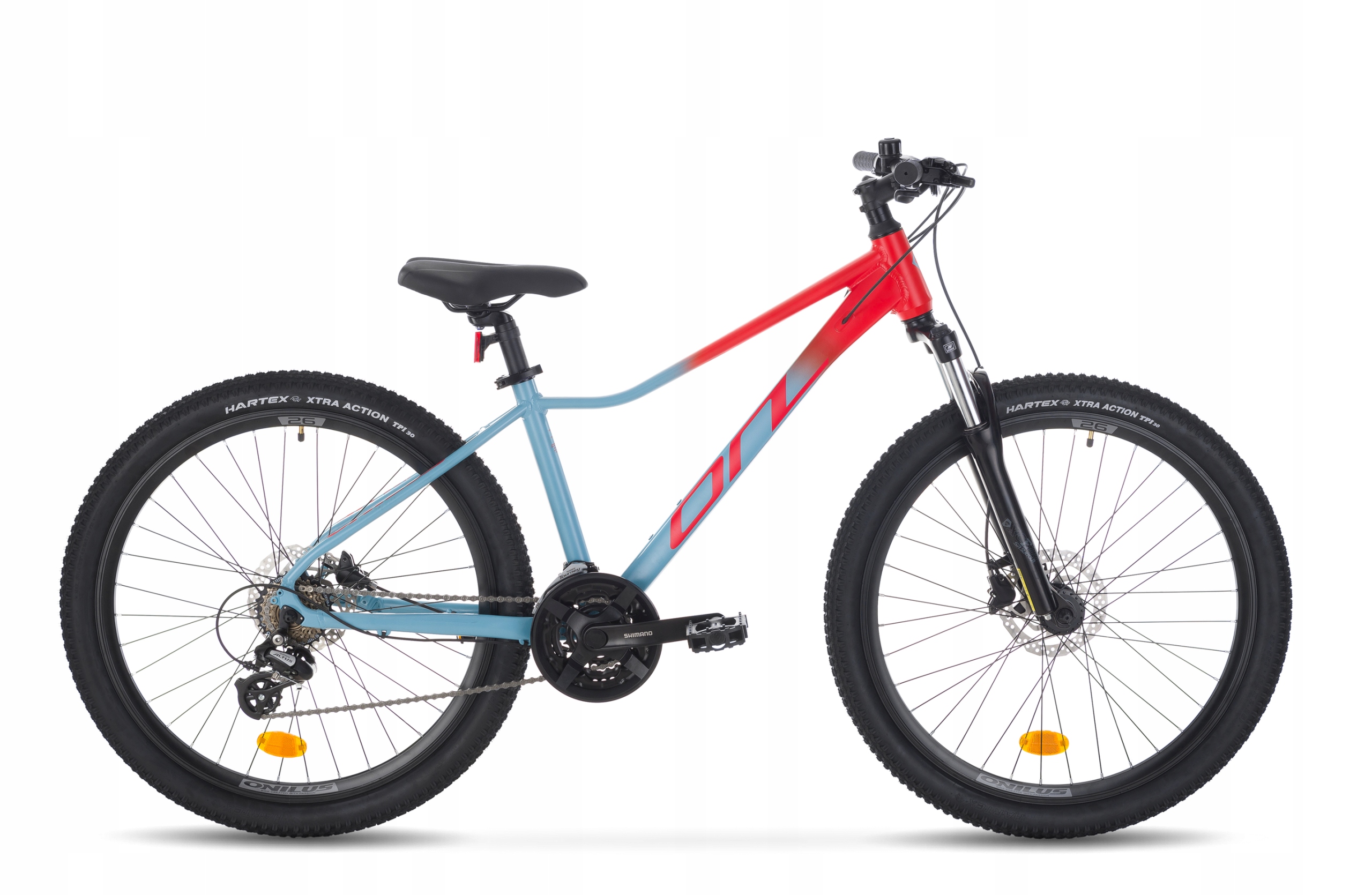 Rower młodzieżowy Mtb Onilus 26" rama 15" niebiesko-pomarańczowy 2025