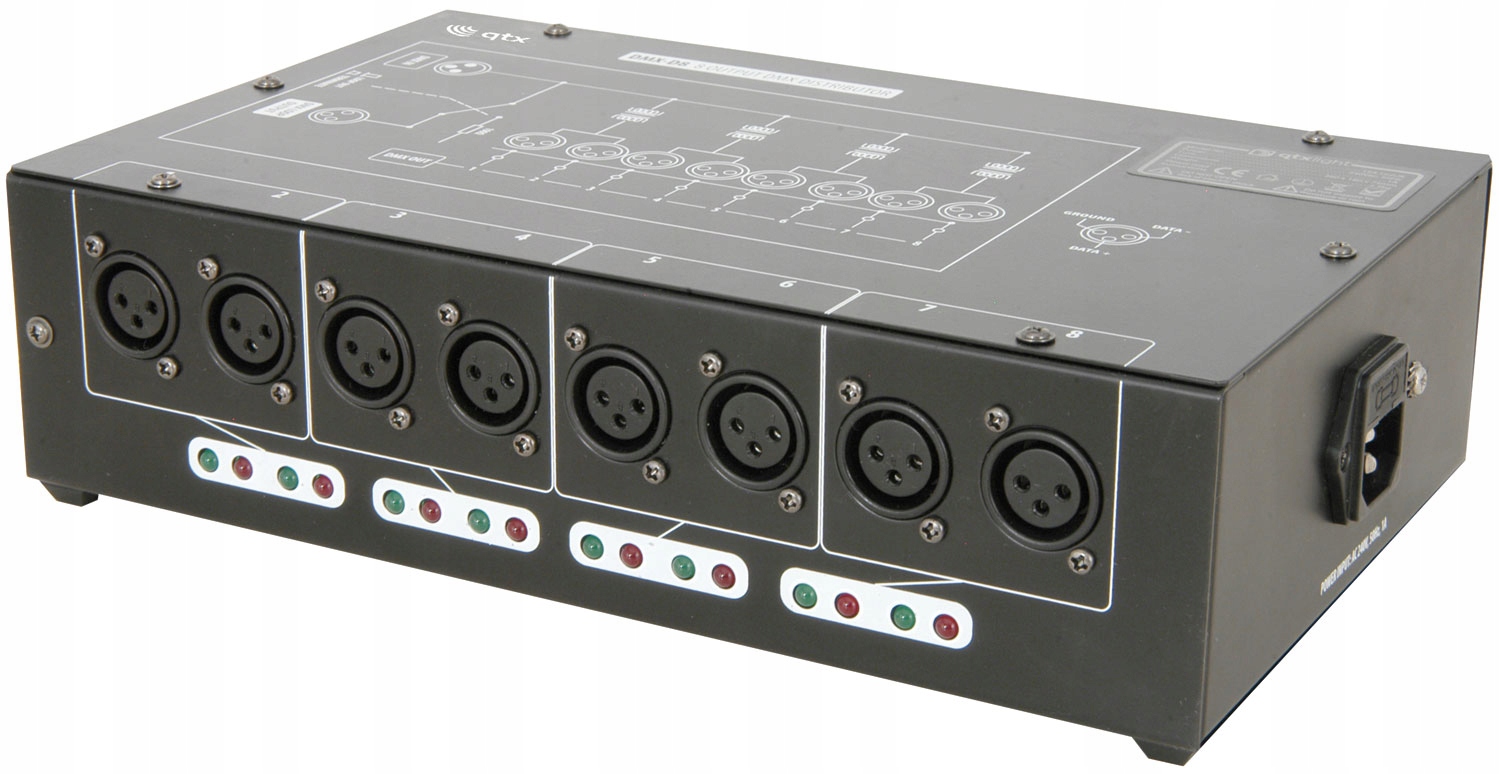 Qtx DMX-D8 8 rozdeľovač/zosilňovač DMX 8 kanálov