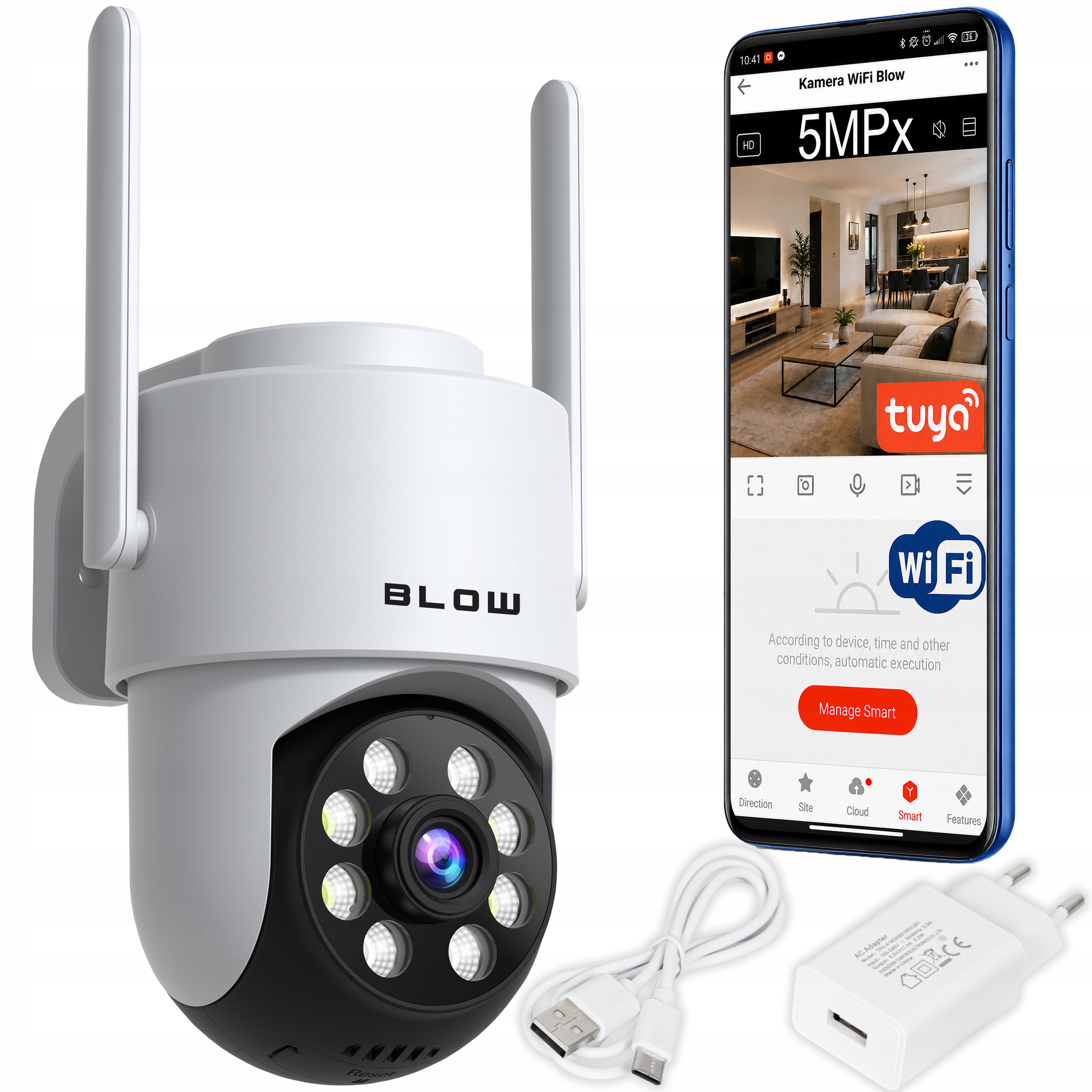 Wifi Ip kamera 5MPx otočná venkovní Full Hd zoom detekce IP65 Ptz Tuya