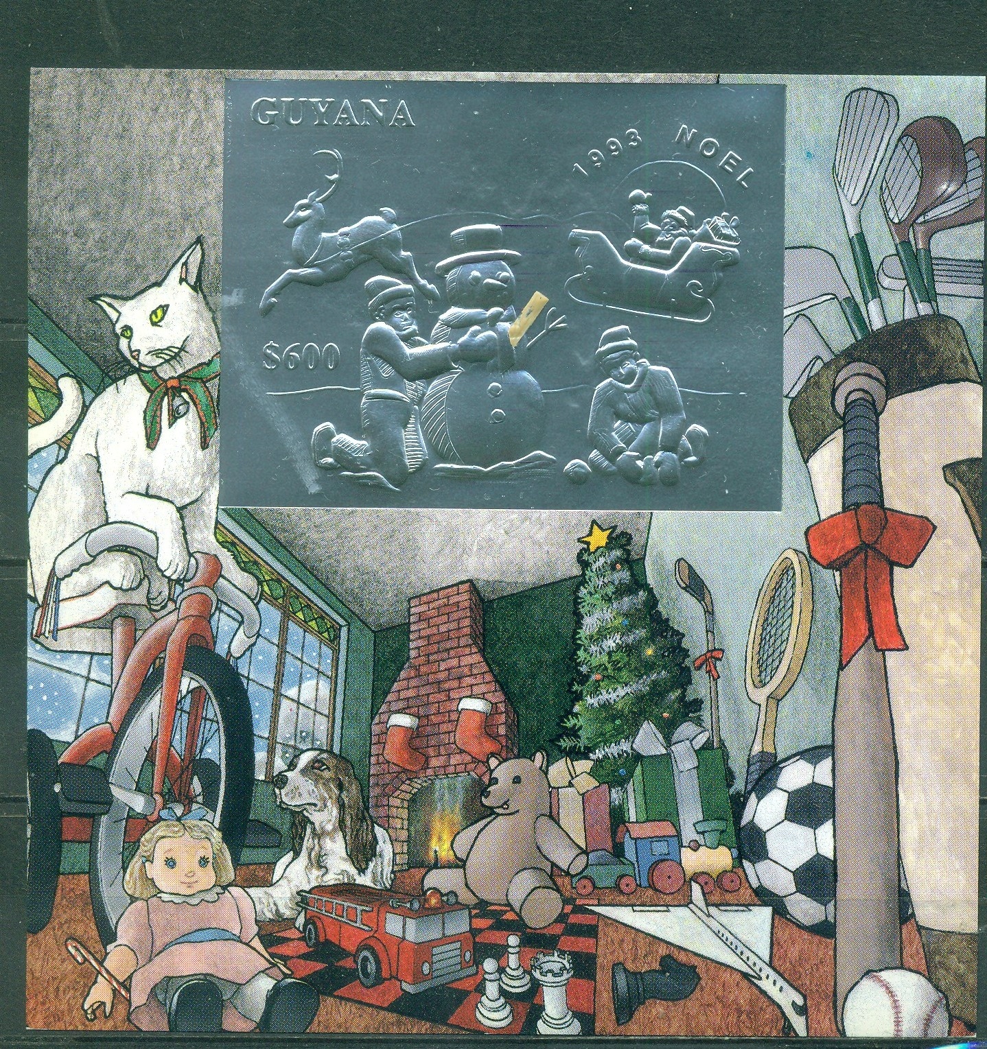 BOŻE NARODZ. GUYANA. Mi Bl. B zn. w srebr.**1993r.