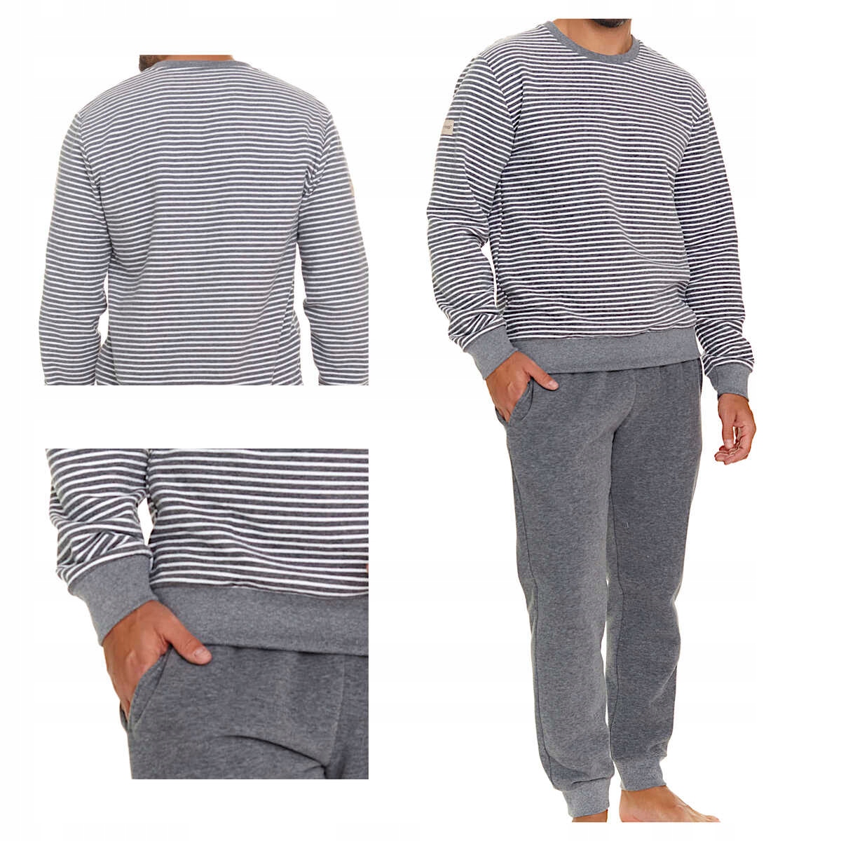 Doctornap Pánské bavlněné pyžamo s dlouhým rukávem 5248 tmavě šedé S