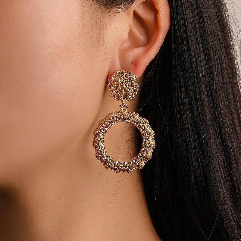 KOLCZYKI GEOMETRYCZNE METALOWE KOŁA ZŁOTE