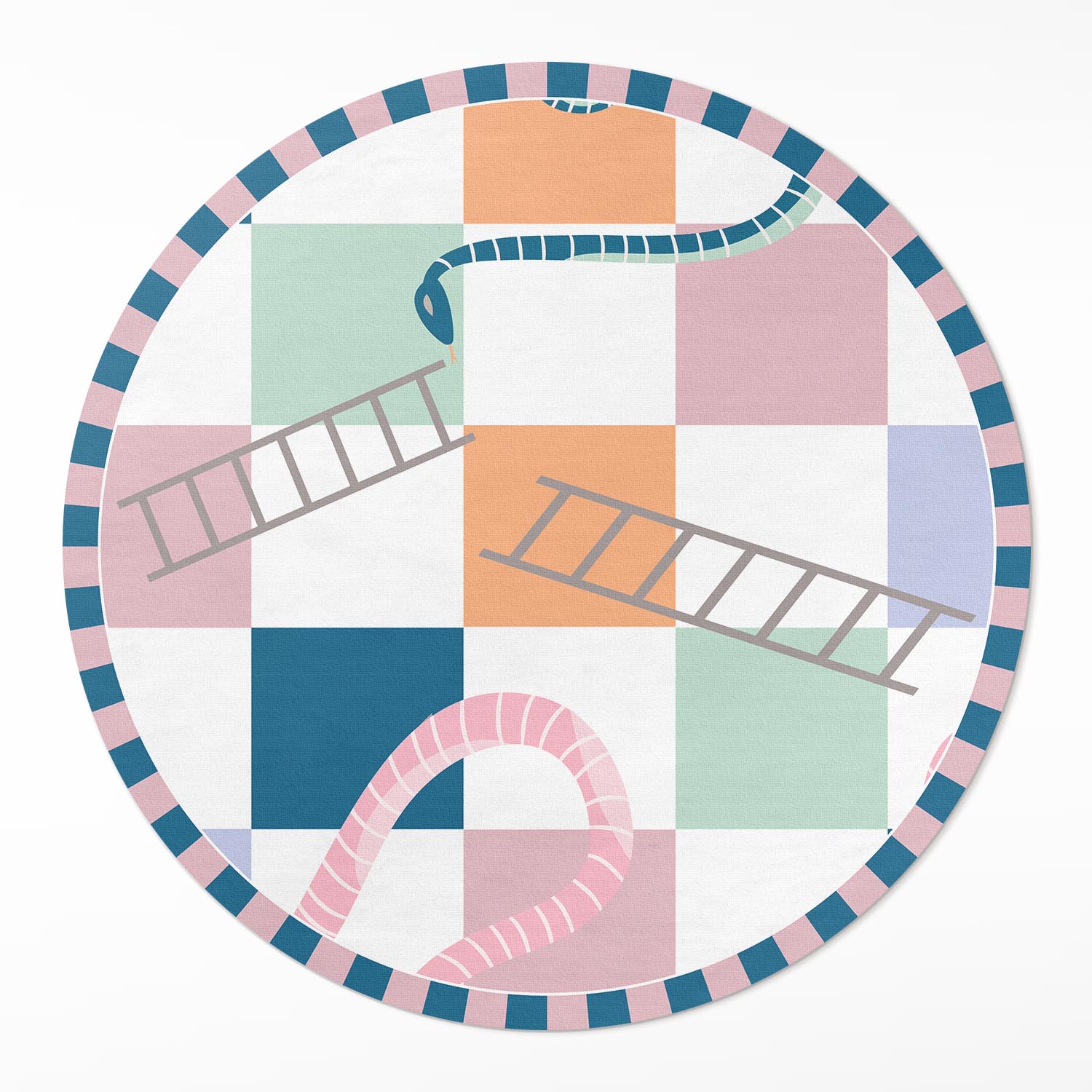 Okrúhly vinylový koberec s grafikou Farebná abstraktná šachovnica ⌀ 100 cm