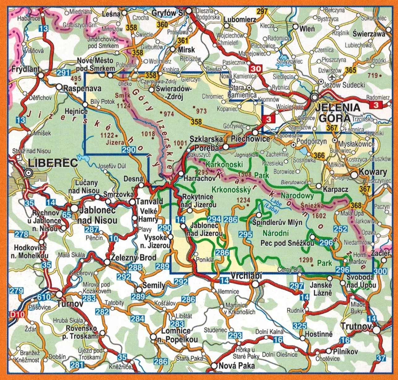GÓRY SOWIE STOŁOWE KARKONOSZE MAPA LAMINOWANA x 3 ZESTAW COMPASS Numer wydania 10