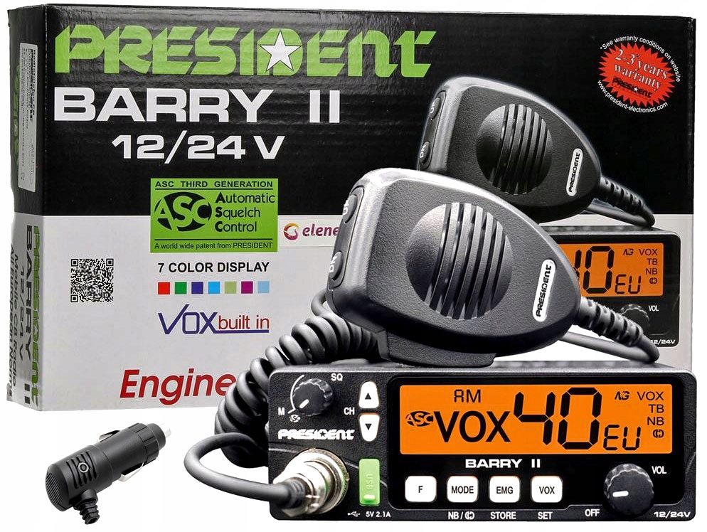 

Radio Cb President Barry II Asc 12/24V 7kolor Vox