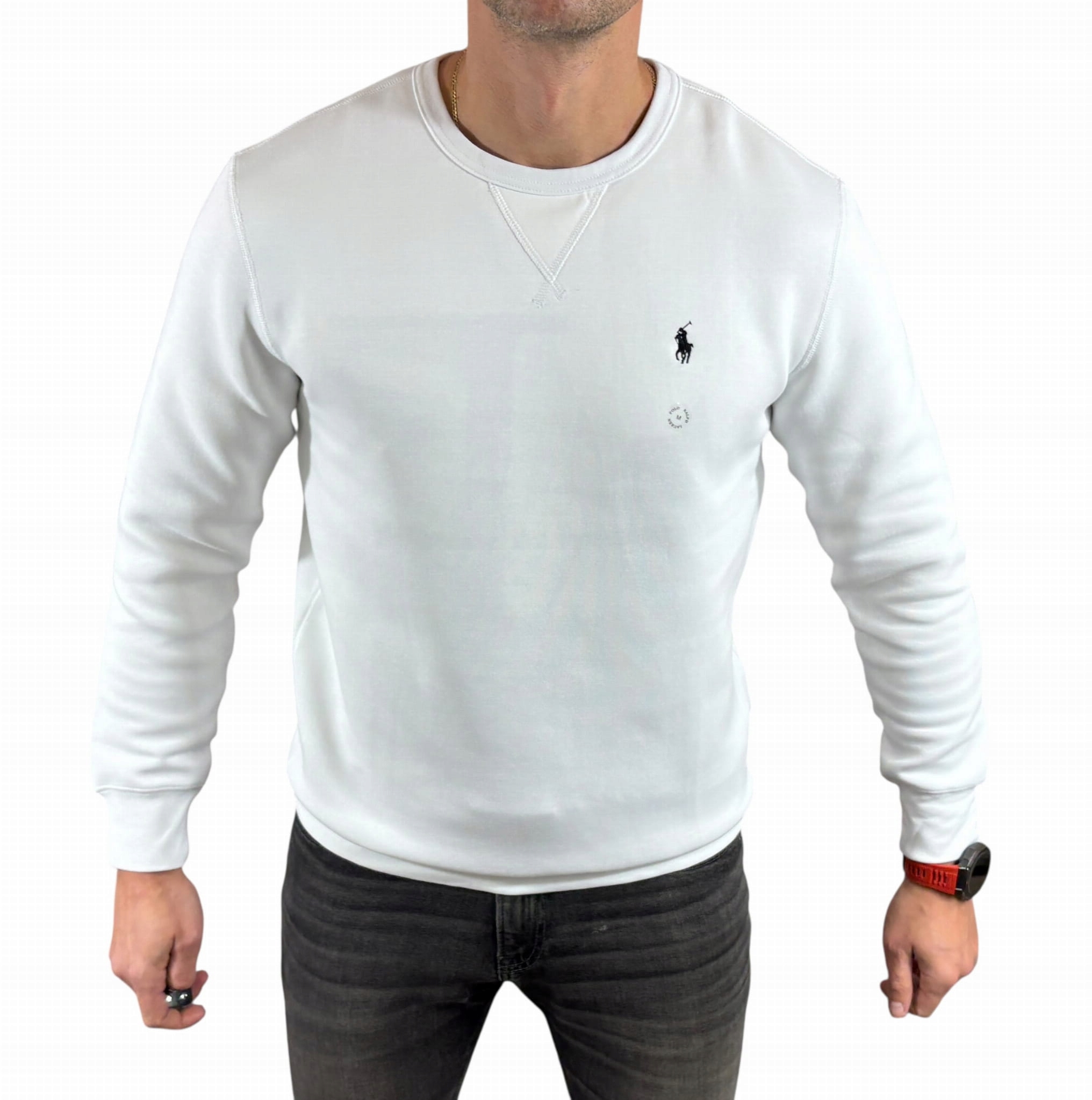 Mikina Ralph Lauren klasická s malým logem 710735064010 bílá XL