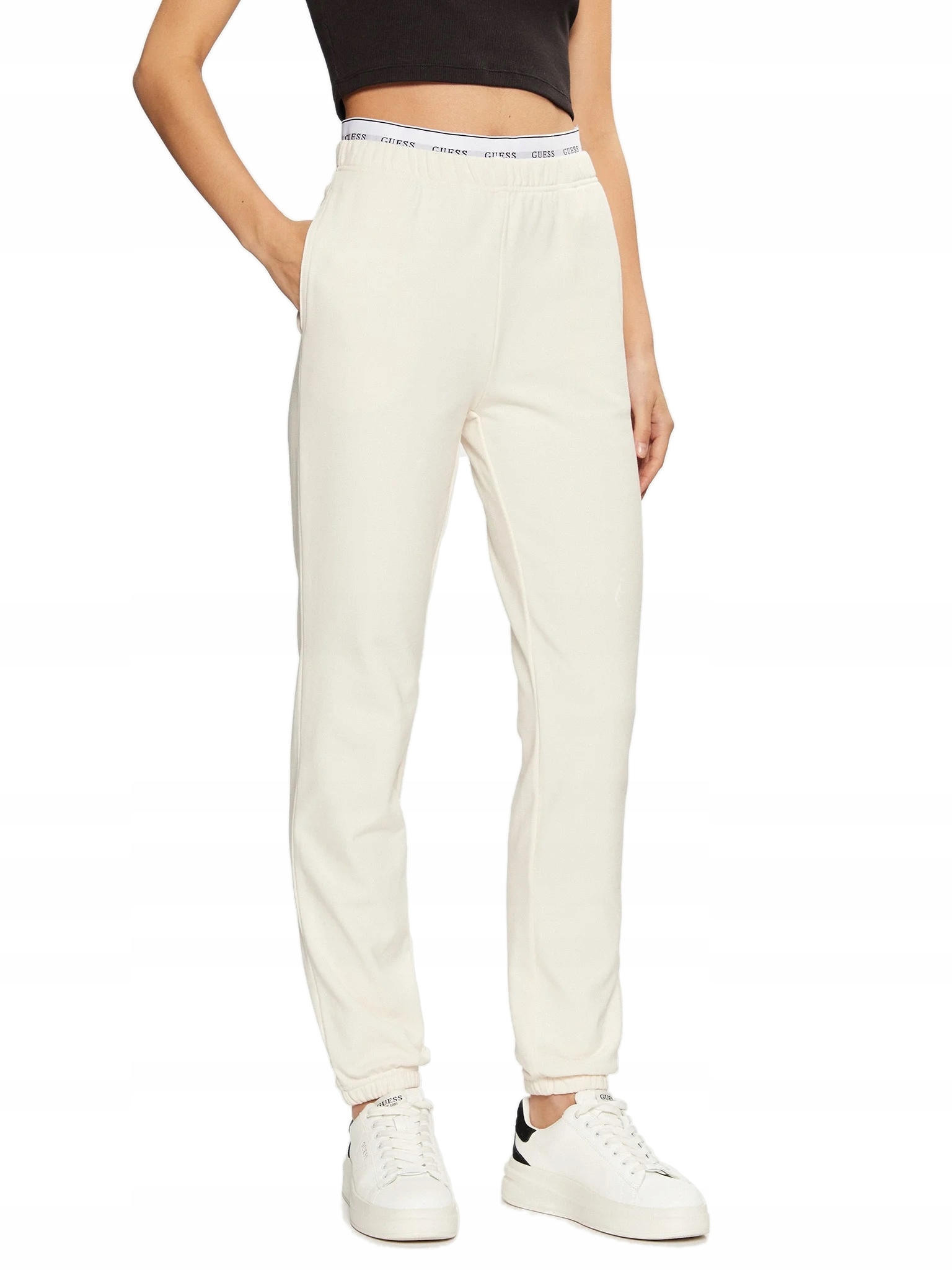Guess krémové dámské tepláky joggery L