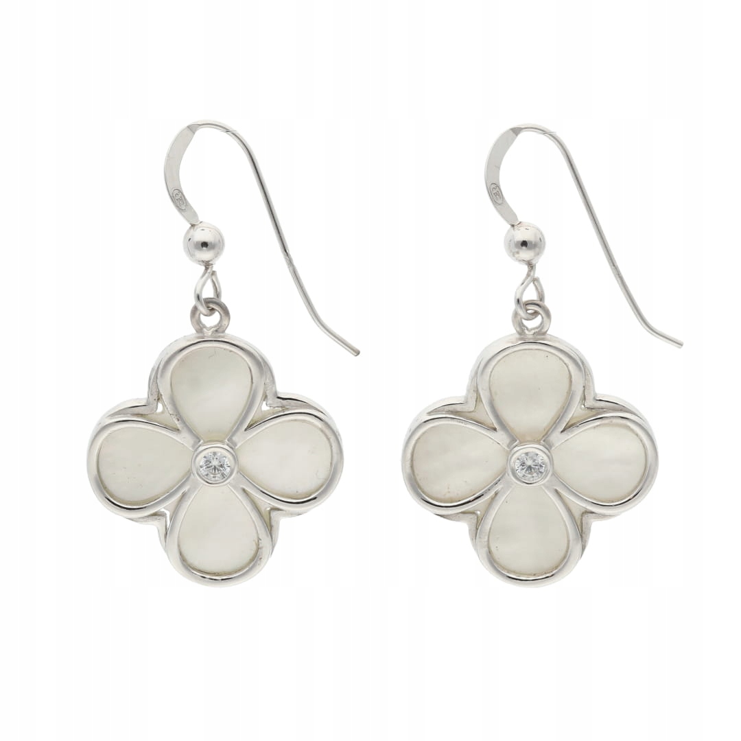 Náušnice s květinami a perleťovou hmotou stříbro